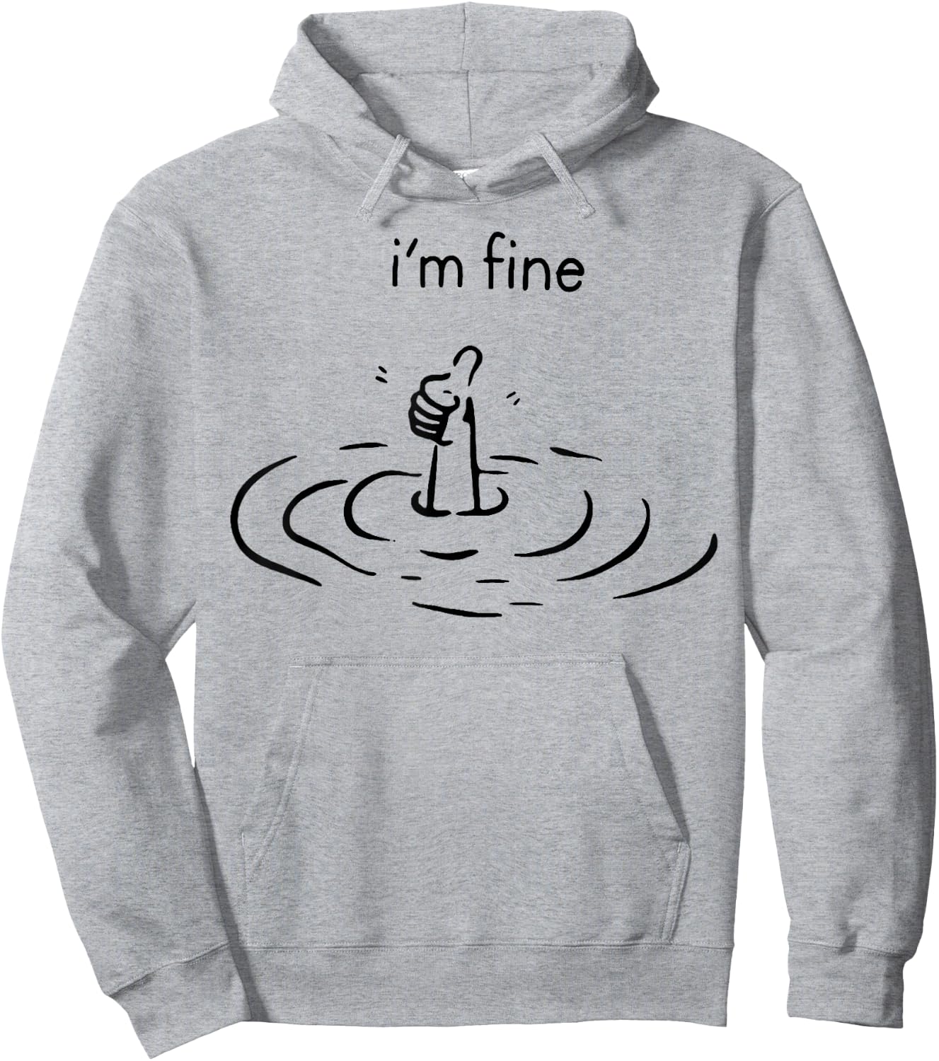 women's i'm fine print , Women's, Grey, Small Hoodie - Hoodie | Ash