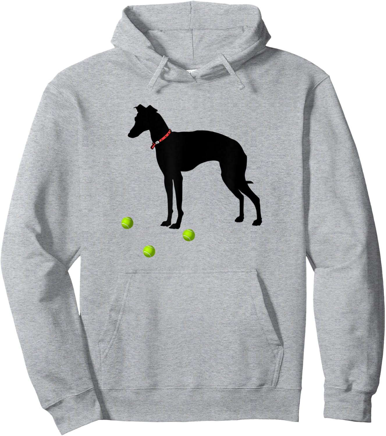 Italian Greyhound Dog Plays Fetch Yellow Tennis Balls Gift Men Women Kids Hoodie - Hoodie | Ash