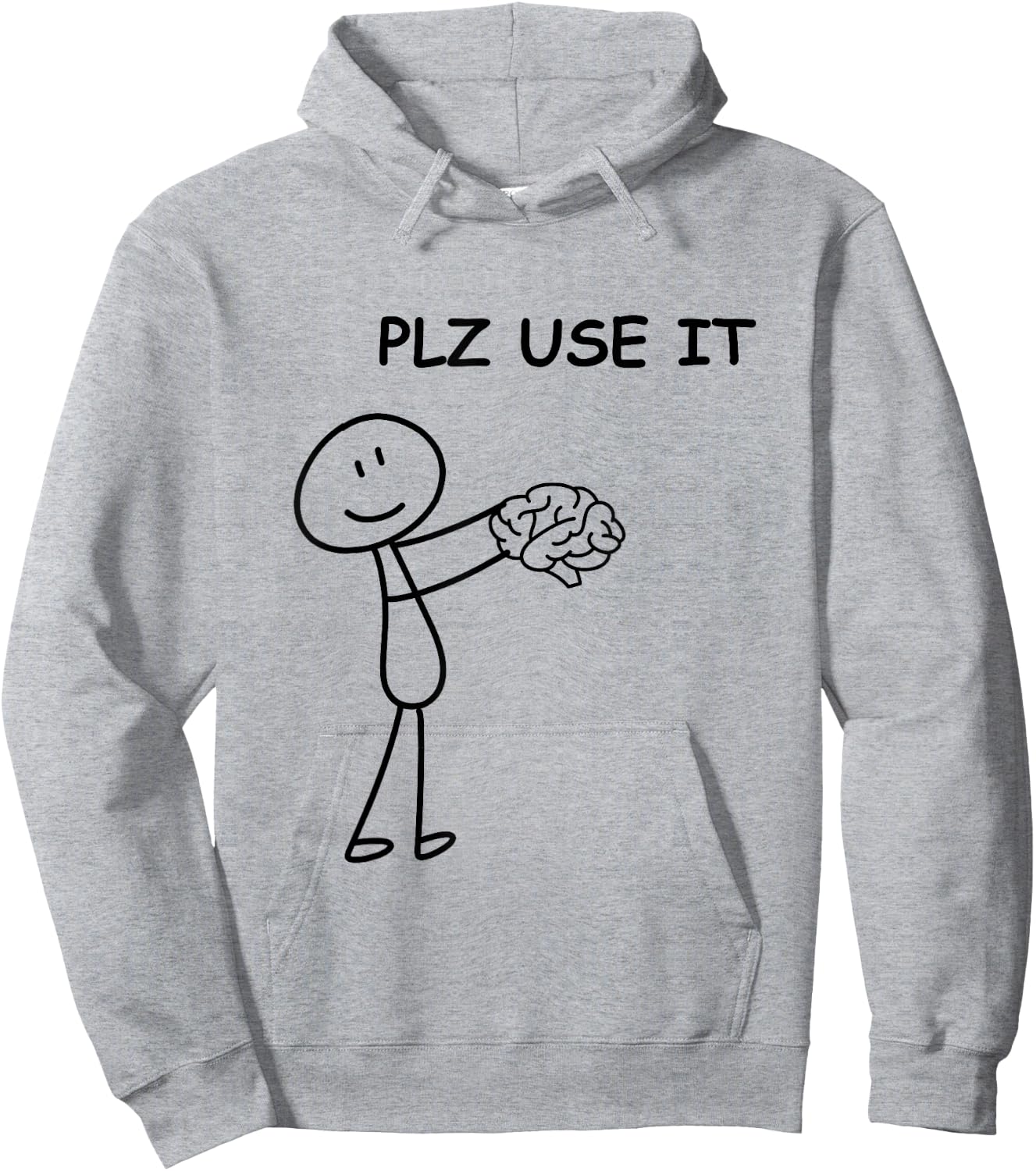 Stick person with brain . Please use it . Hoodie - Hoodie | Ash
