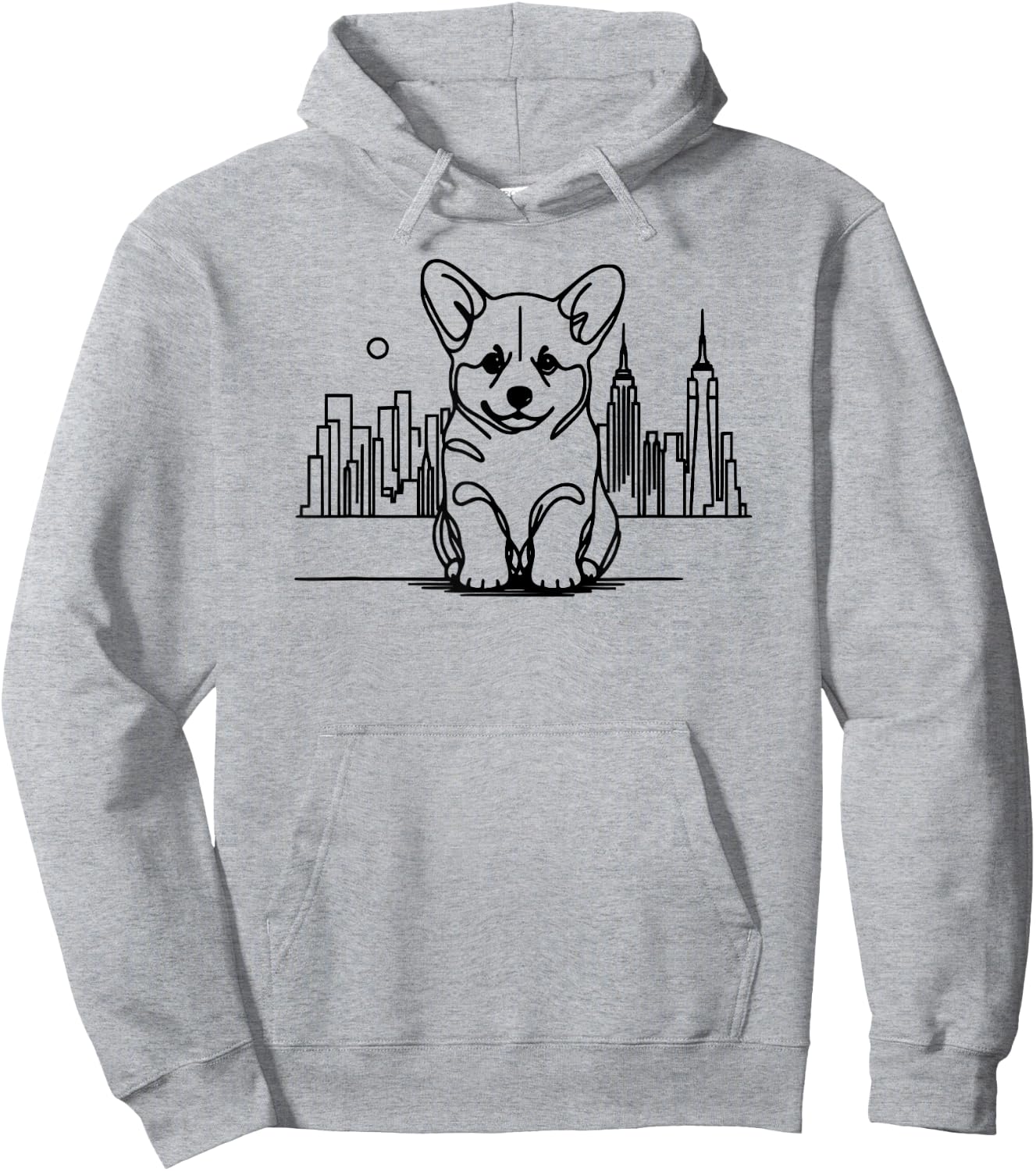 Welsh Corgi dog in New York City gifts, NYC skyline art Hoodie - Hoodie | Ash