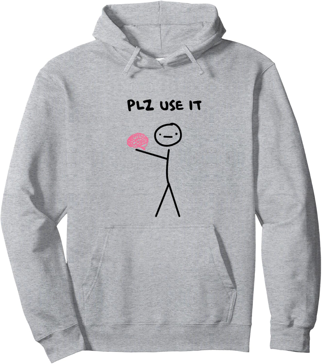 Plz Use It Funny Brain Stick Figure Vintage Hoodie - Hoodie | Ash