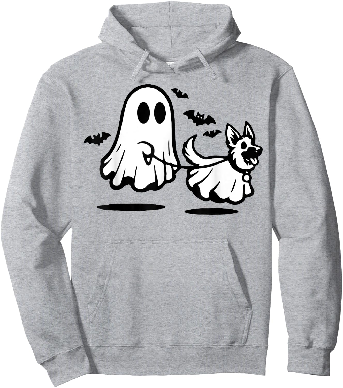 German Shepherd Ghost Walking Dog Hoodie - Hoodie | Ash