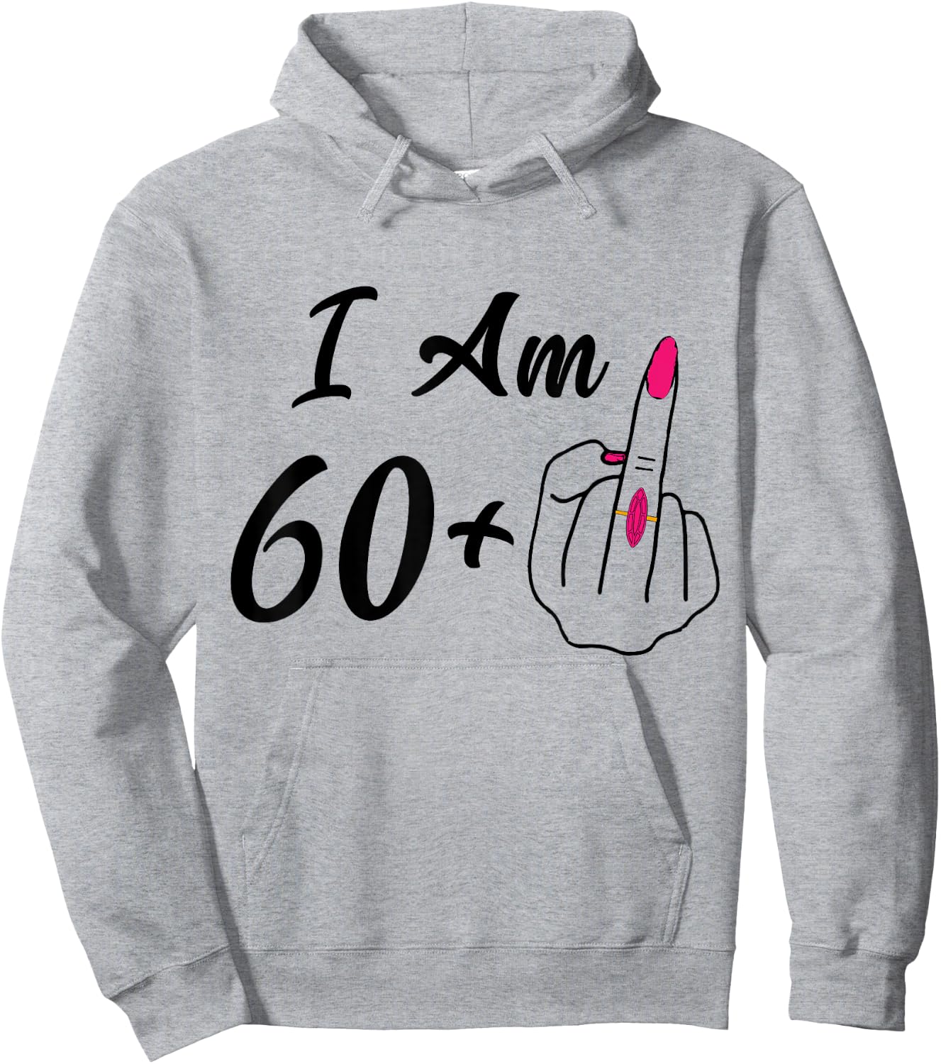 Personalized I Am 60 Plus 1 Middle Finger humor 61th Women Hoodie - Hoodie | Ash