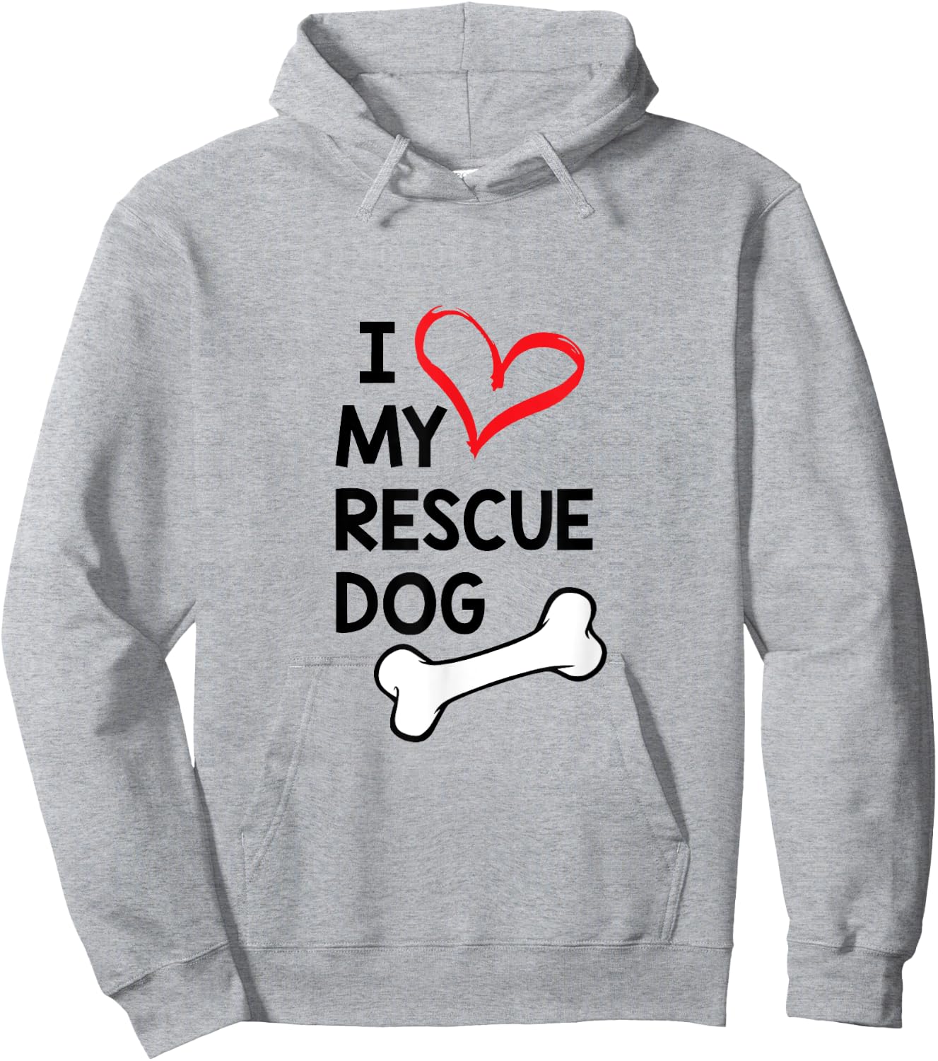I Love My Rescue Dog Black Text Hoodie - Hoodie | Ash