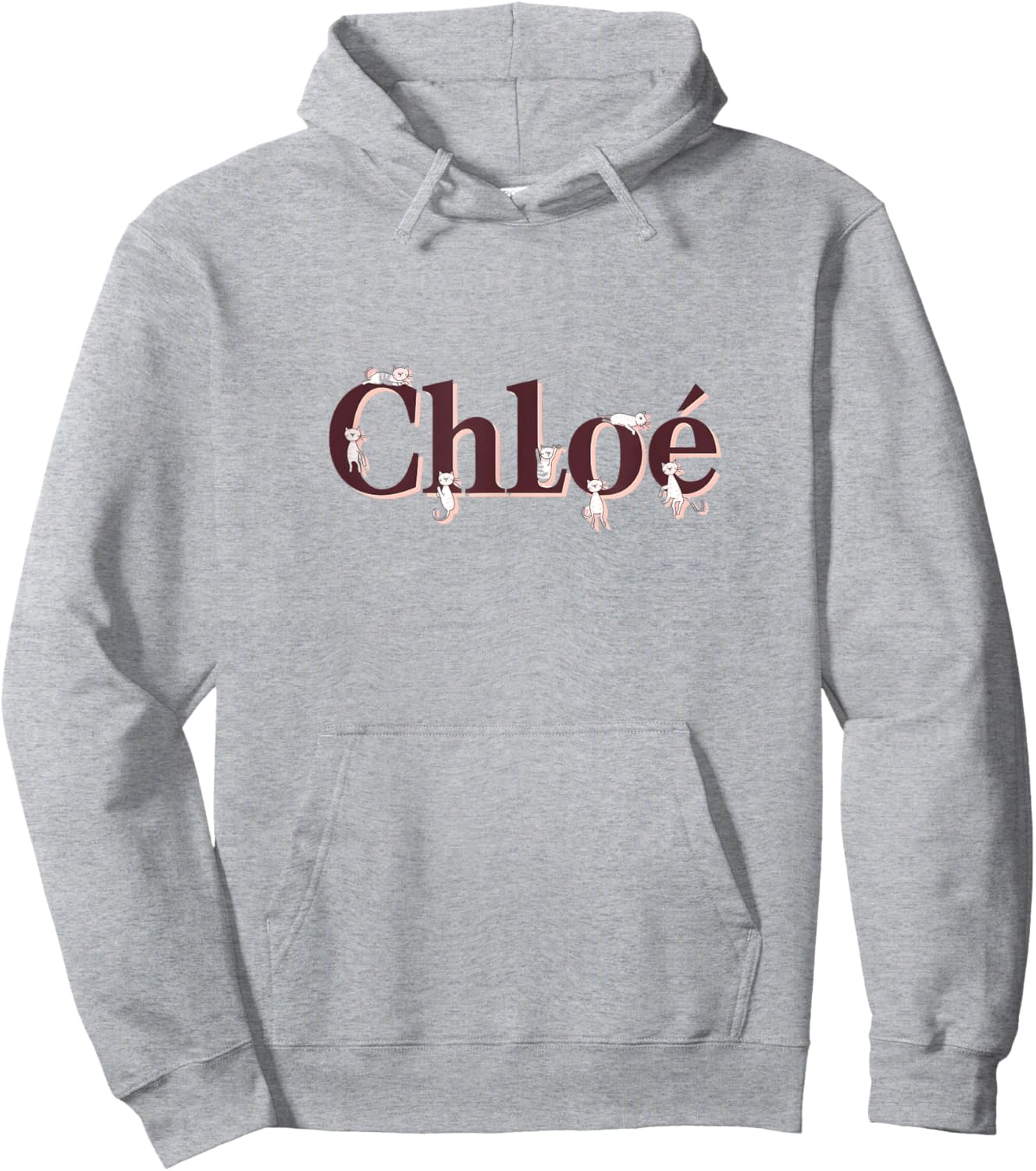 Unique CHLOE First Name Cat Text Animal Whiskers Paws Hoodie - Hoodie | Ash