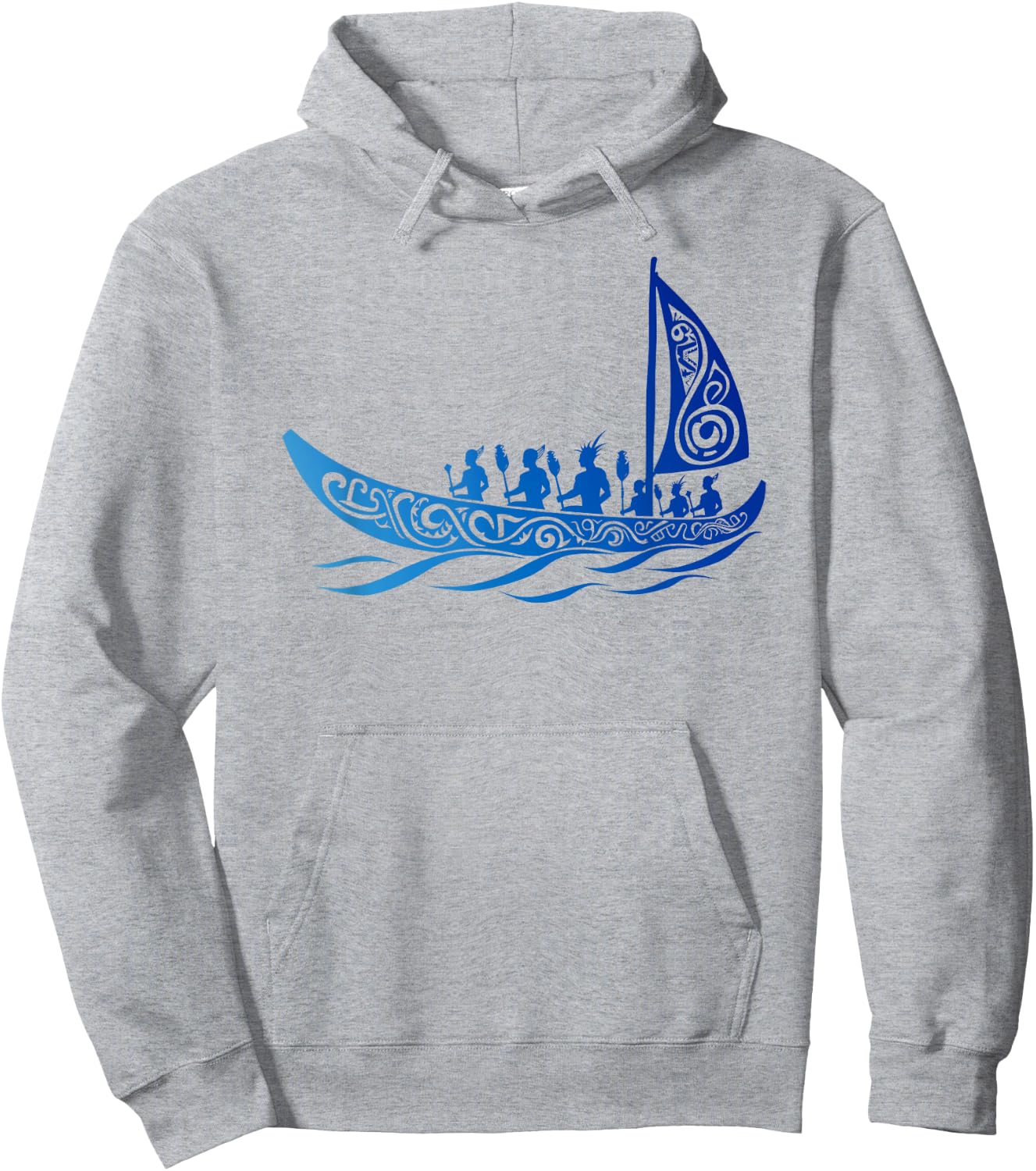 Tribal Hawaiian Outrigger Canoe Shirt - Hawaiian Tribal Hoodie - Hoodie | Ash
