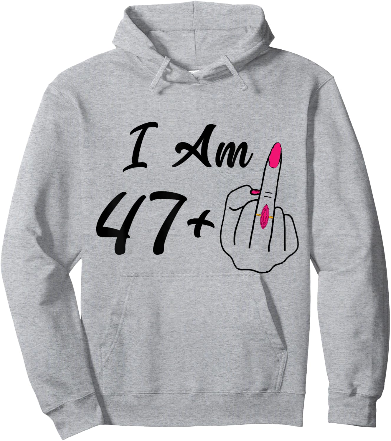 Personalized I Am 47 Plus 1 Middle Finger Humor 48th Women Hoodie - Hoodie | Ash