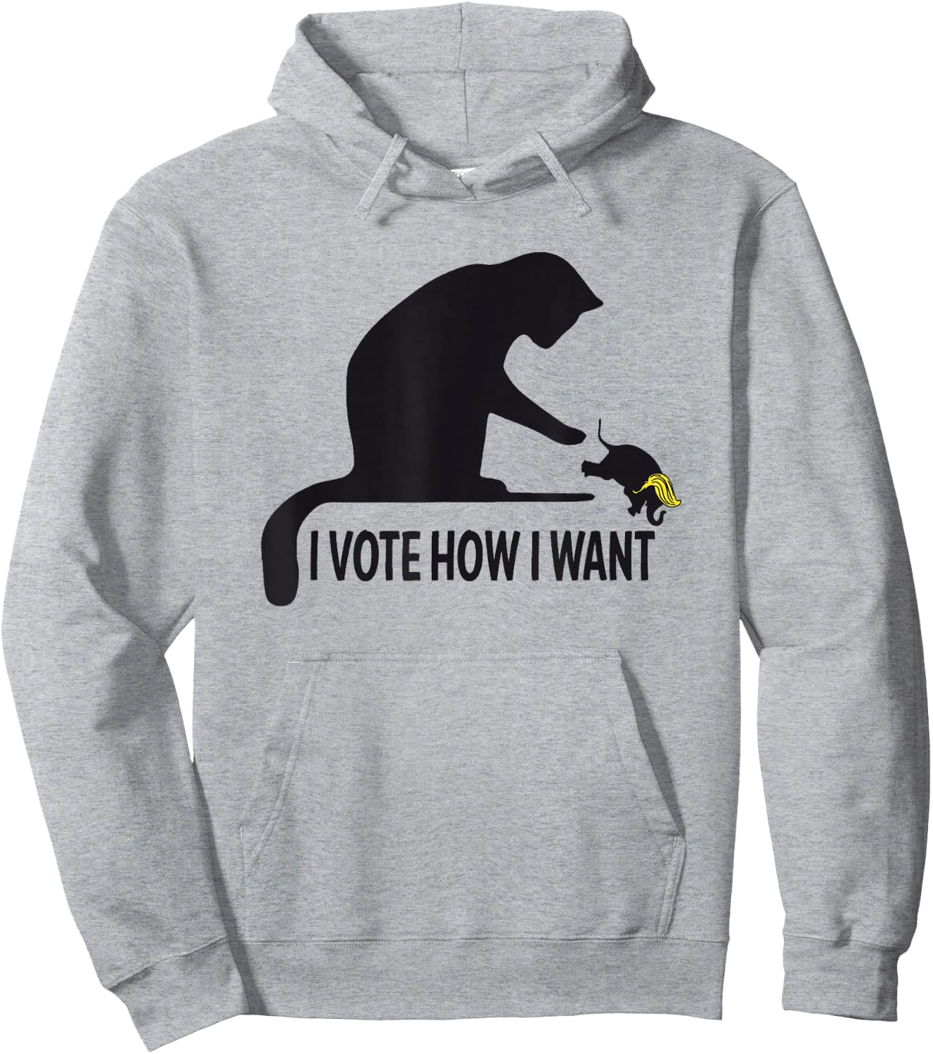 I Vote How I Want Funny Cat Lady Graphic Pushing Elephant Hoodie - Hoodie | Ash