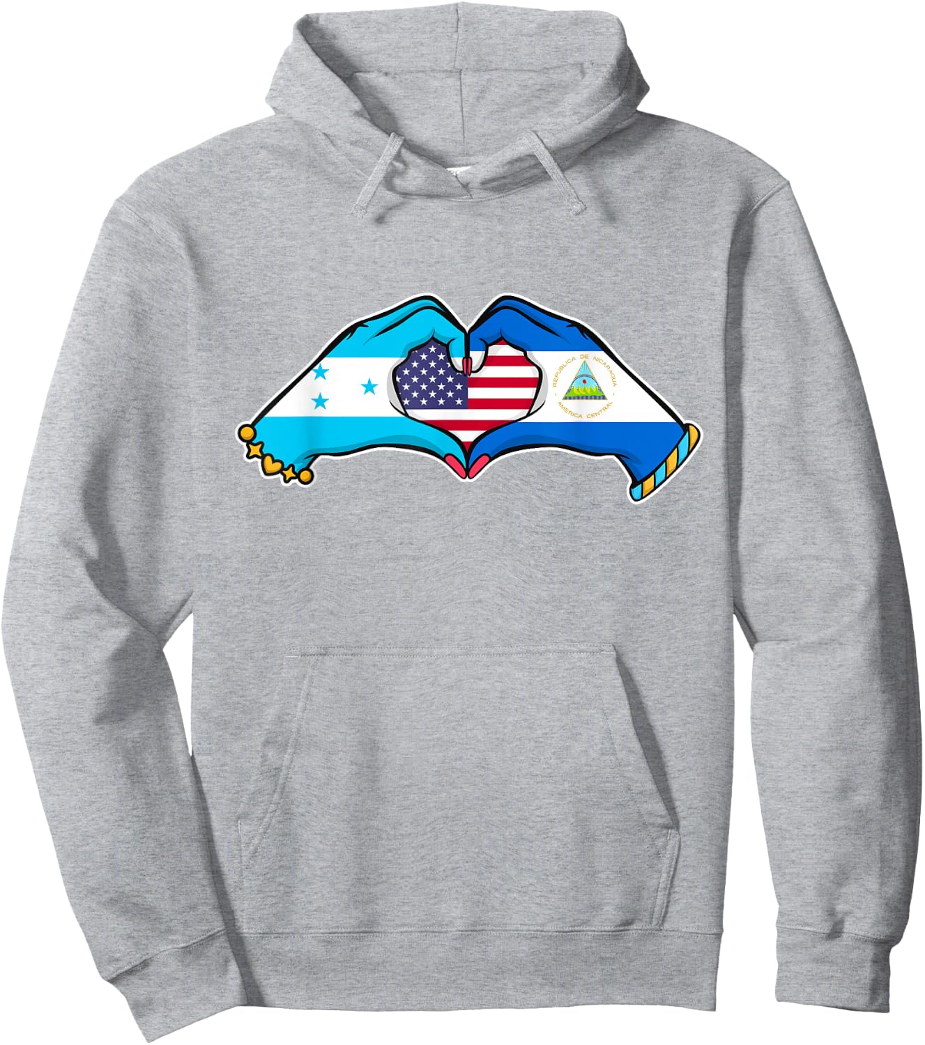Heart hands Nicaragua, Honduras and the USA Hoodie - Hoodie | Ash