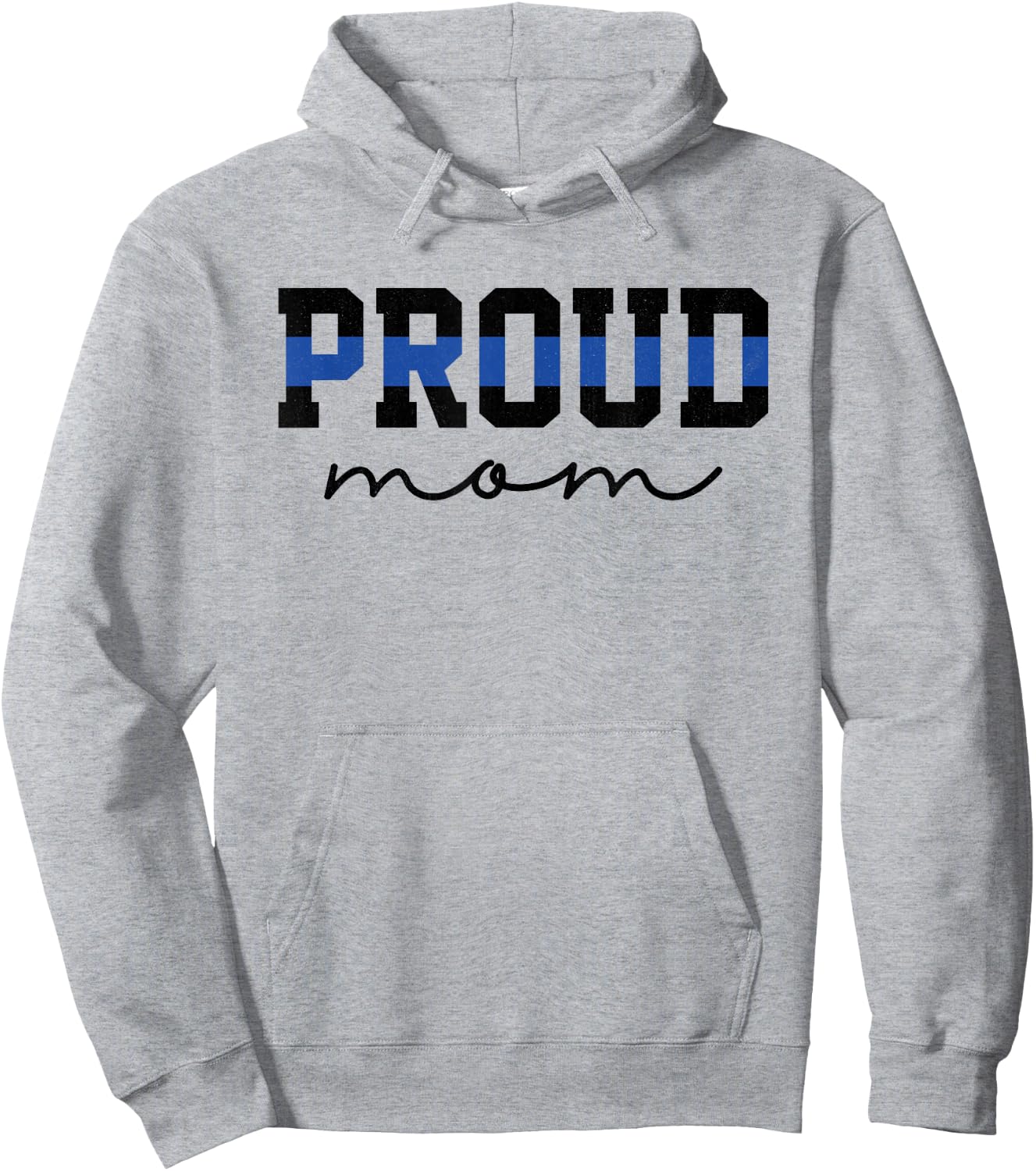 Proud Mom Blue Line Police Officer Mom Gift Hoodie - Hoodie | Ash