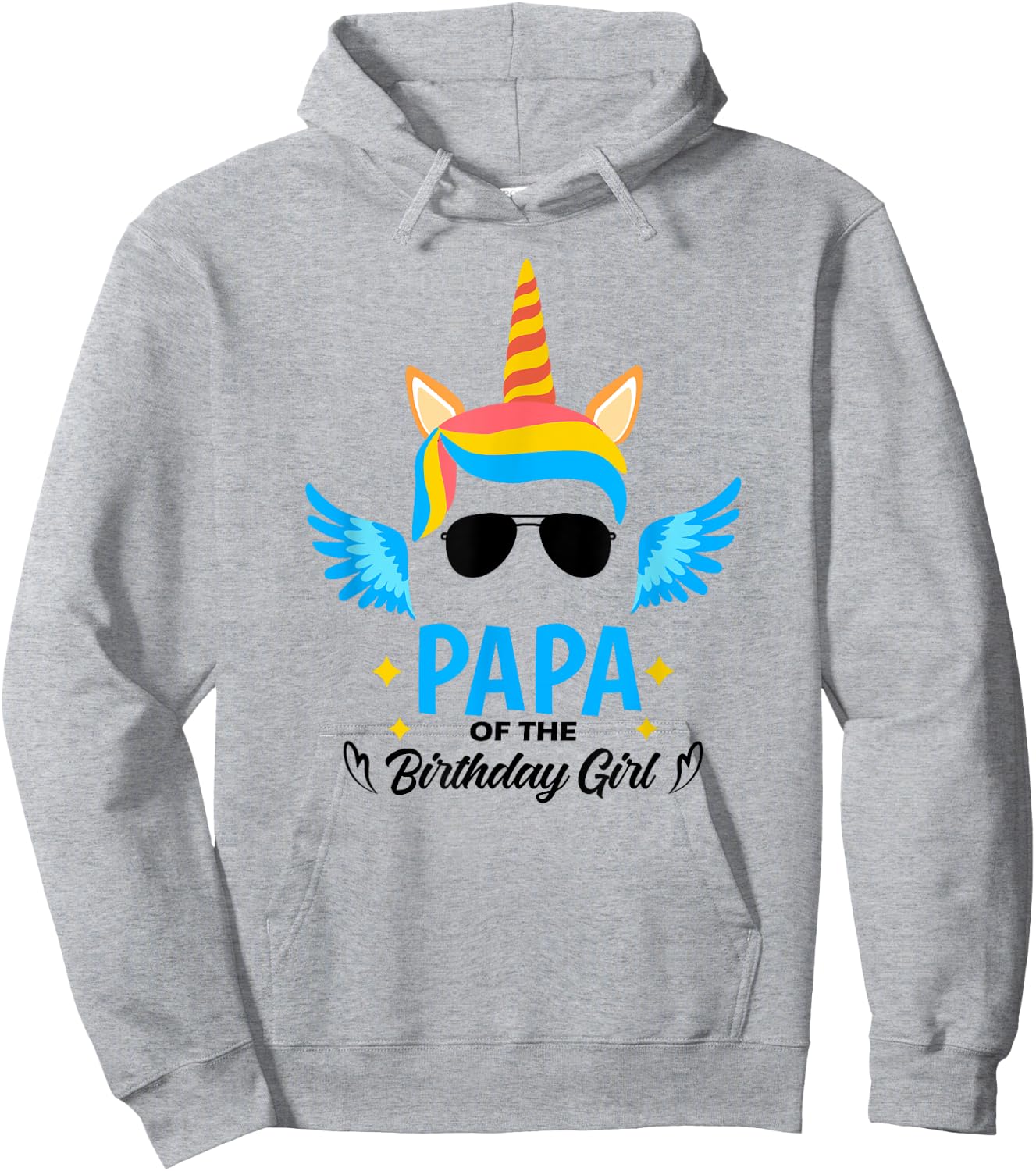 Papa of The Birthday for Girl Father Unicorn First Birthday Hoodie - Hoodie | Ash