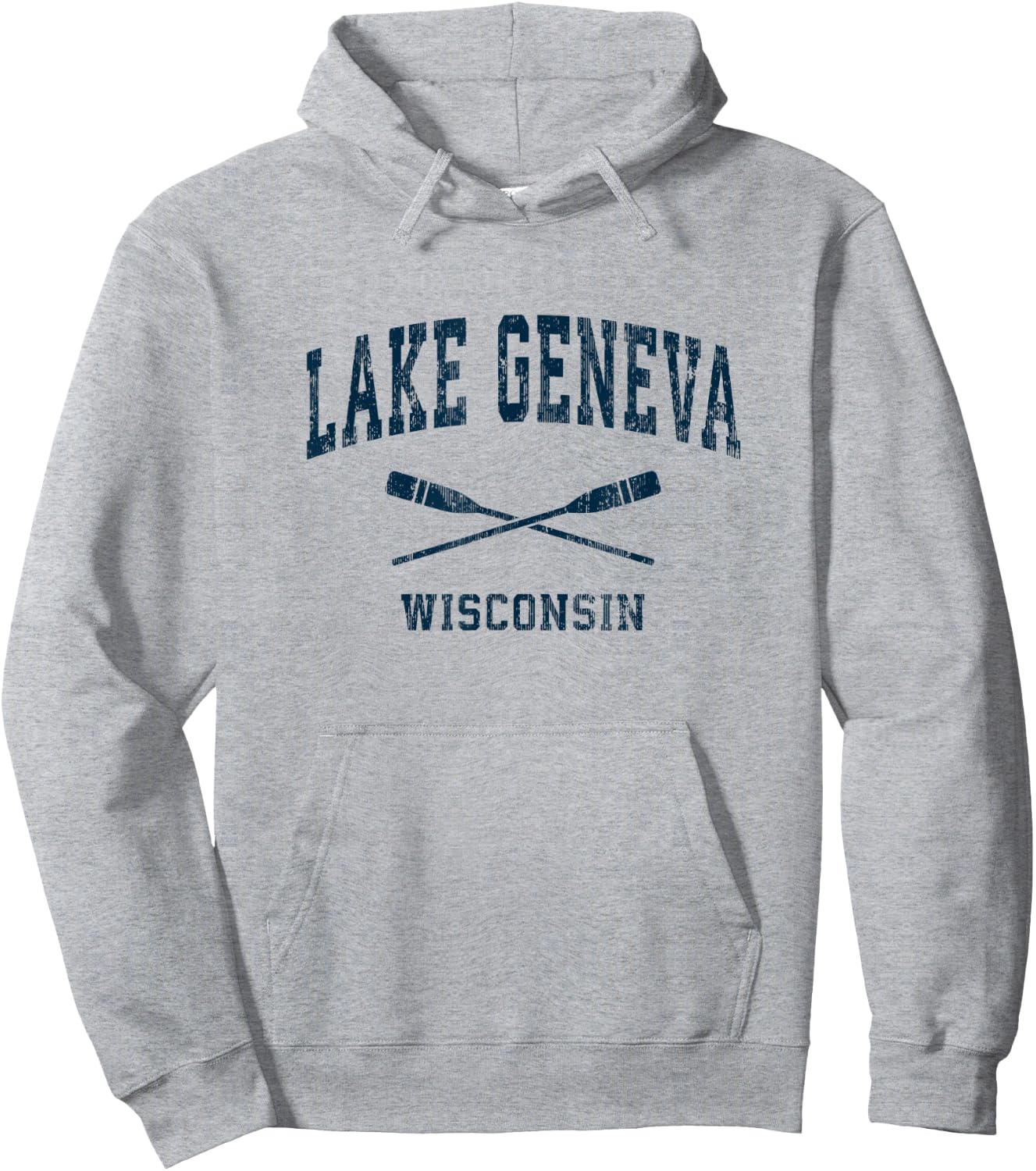 Lake Geneva Wisconsin Vintage Nautical Paddles Sports Oars Hoodie - Hoodie | Ash