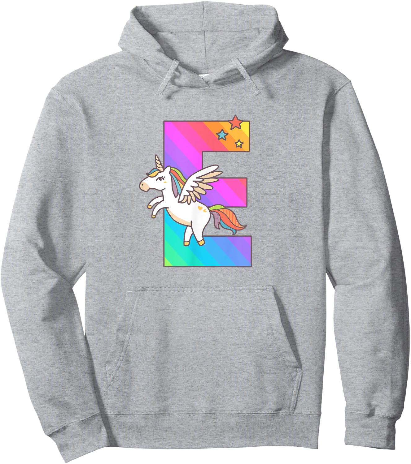 Unicorn Monogram Letter E Initial Cute Girls Birthday Gift Hoodie - Hoodie | Ash