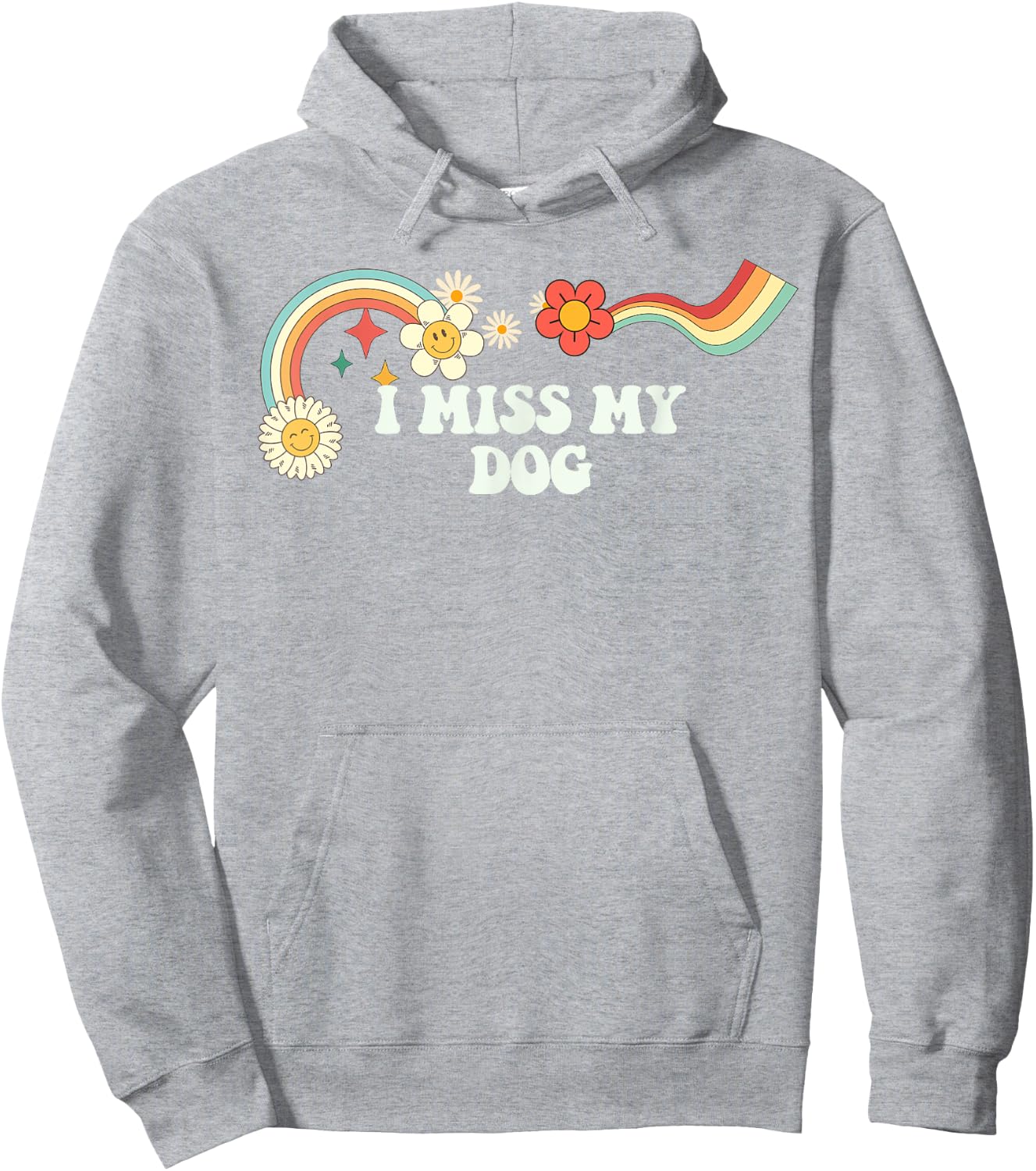 Groovy Funny I Miss My Dog Men Retro Hoodie - Hoodie | Ash
