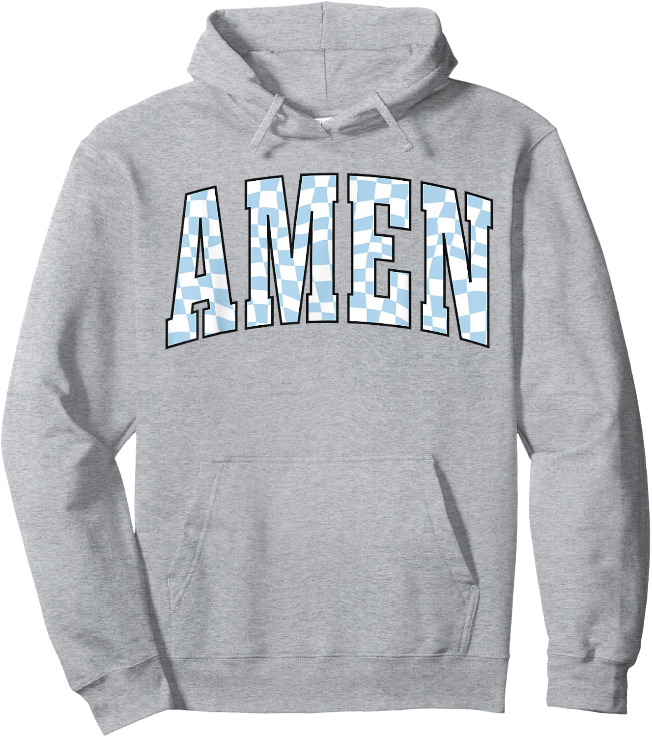 Amen Religious Checkerboard Christian Bible Verse Jesus Hoodie - Hoodie | Ash