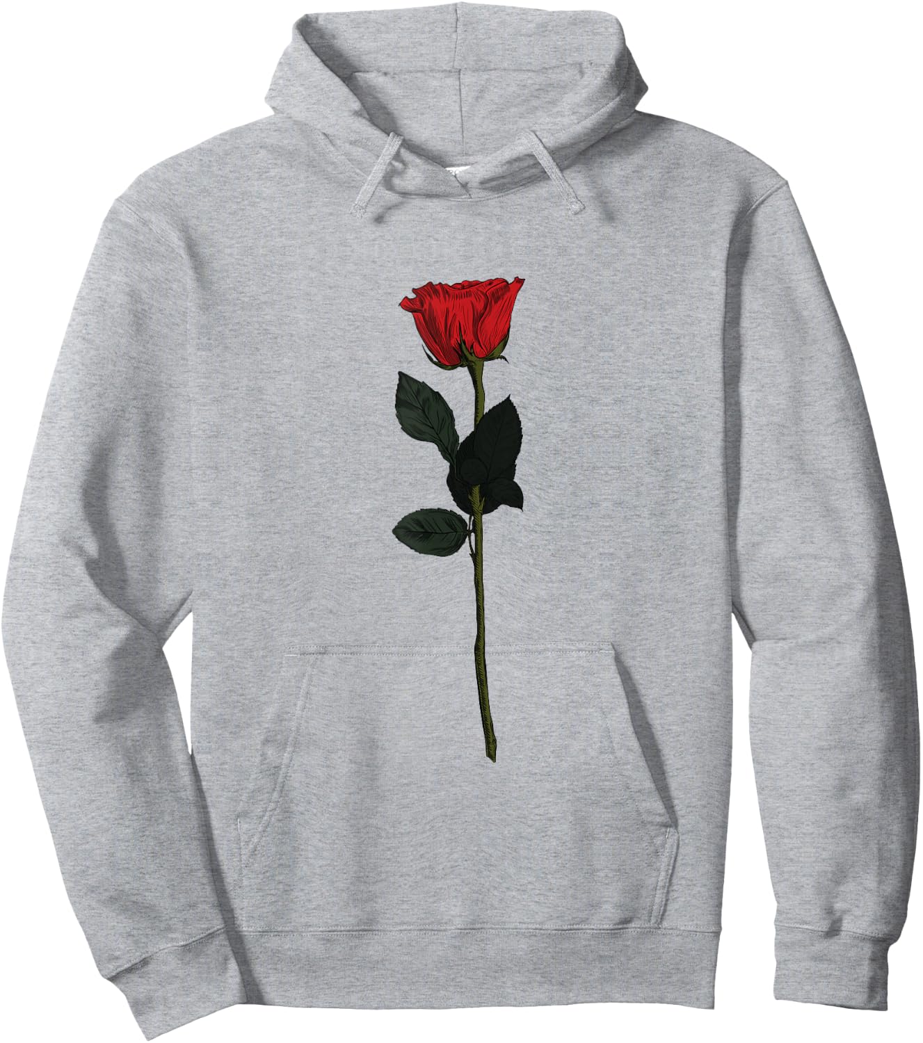 Rose Art Vintage Rose Drawing Thorns Leaf Flower Art Rose Hoodie - Hoodie | Ash