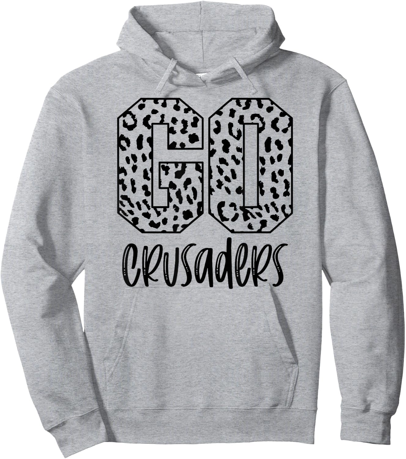 Crusaders Team Mascot School Spirit Game Night Leopard Print Hoodie - Hoodie | Ash