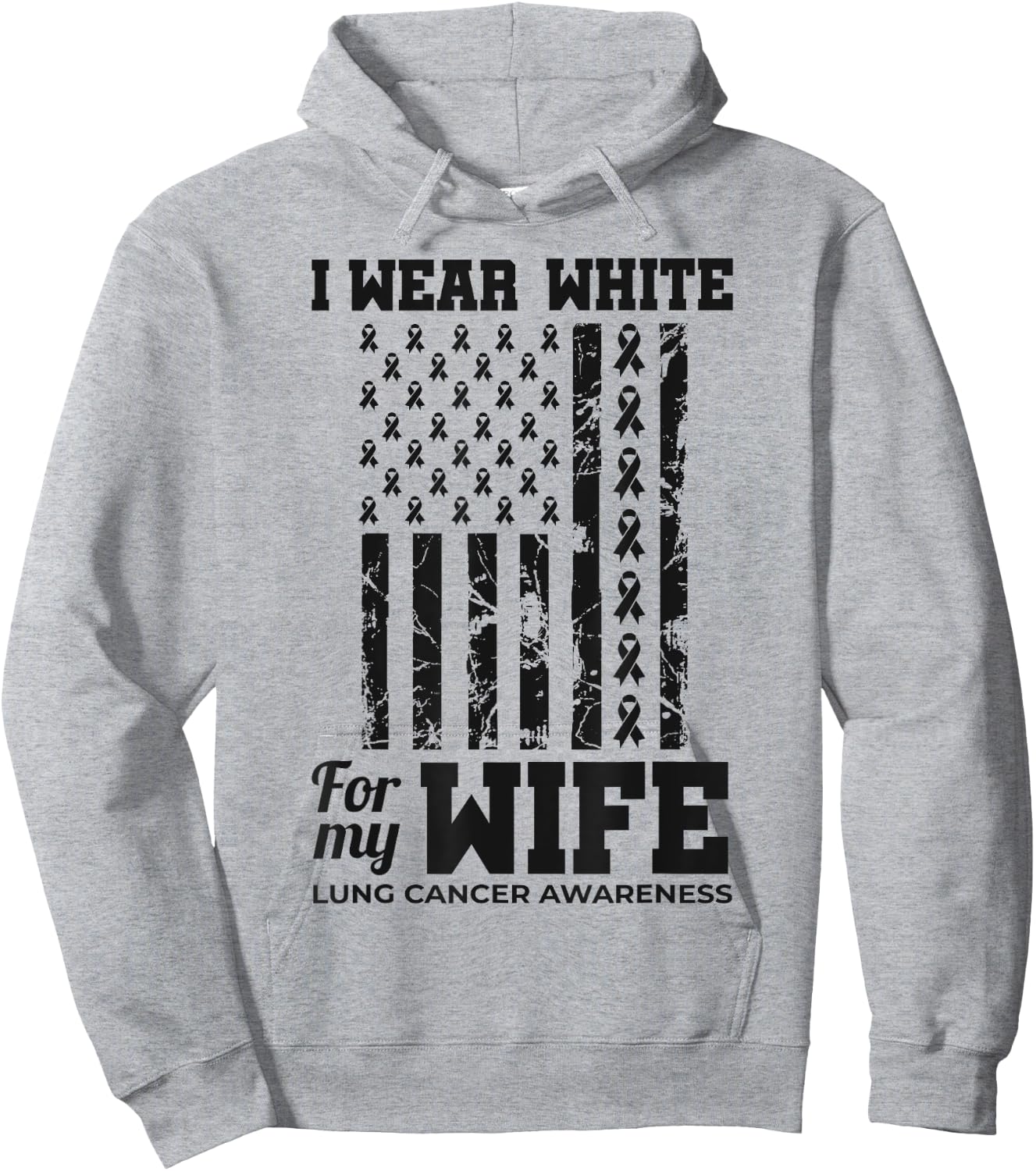 I Wear White For My Wife Lung Cancer Awareness Month Hoodie - Hoodie | Ash