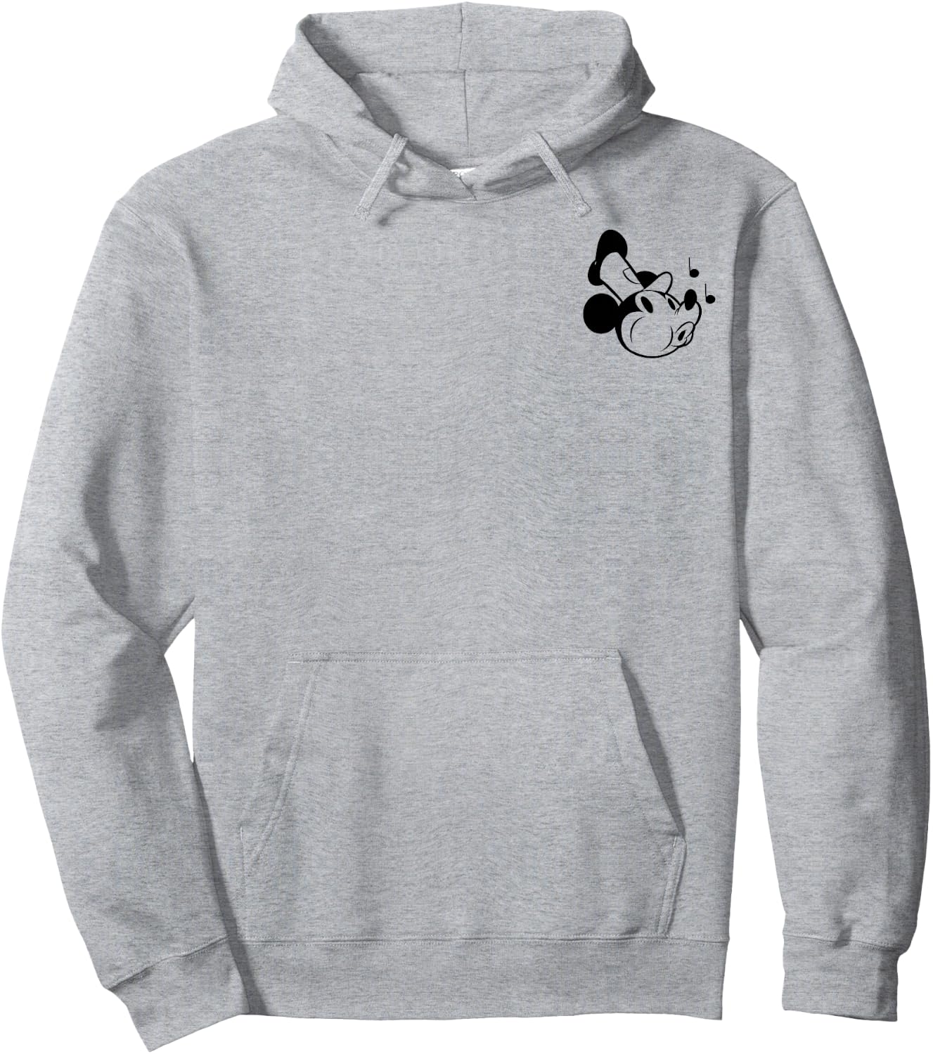 Disney Steamboat Willie Retro Mickey Small Chest Pocket Logo Hoodie - Hoodie | Ash