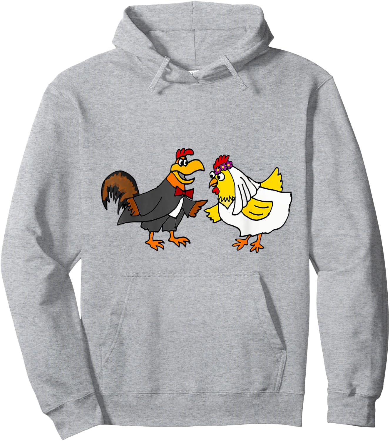 Smilenowtees Funny Rooster and Hen Chicken Wedding Hoodie - Hoodie | Ash