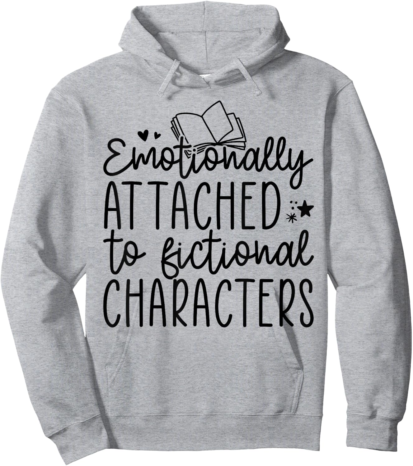 Emotionally Attached to Fictional Characters, Funny Reading , Small, Grey Hoodie - Hoodie | Ash