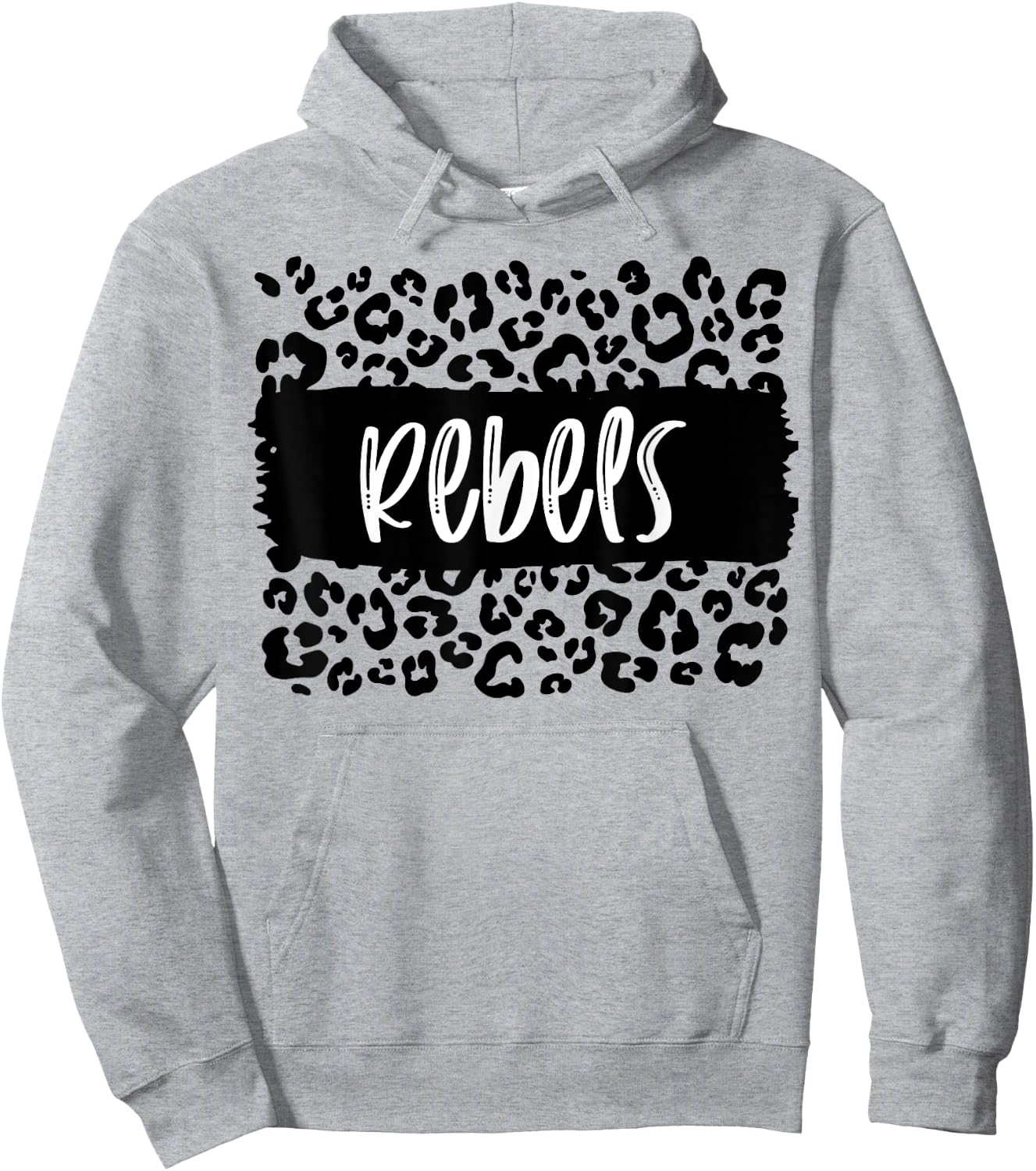 Rebels Team Mascot School Spirit Game Night Leopard Print Hoodie - Hoodie | Ash