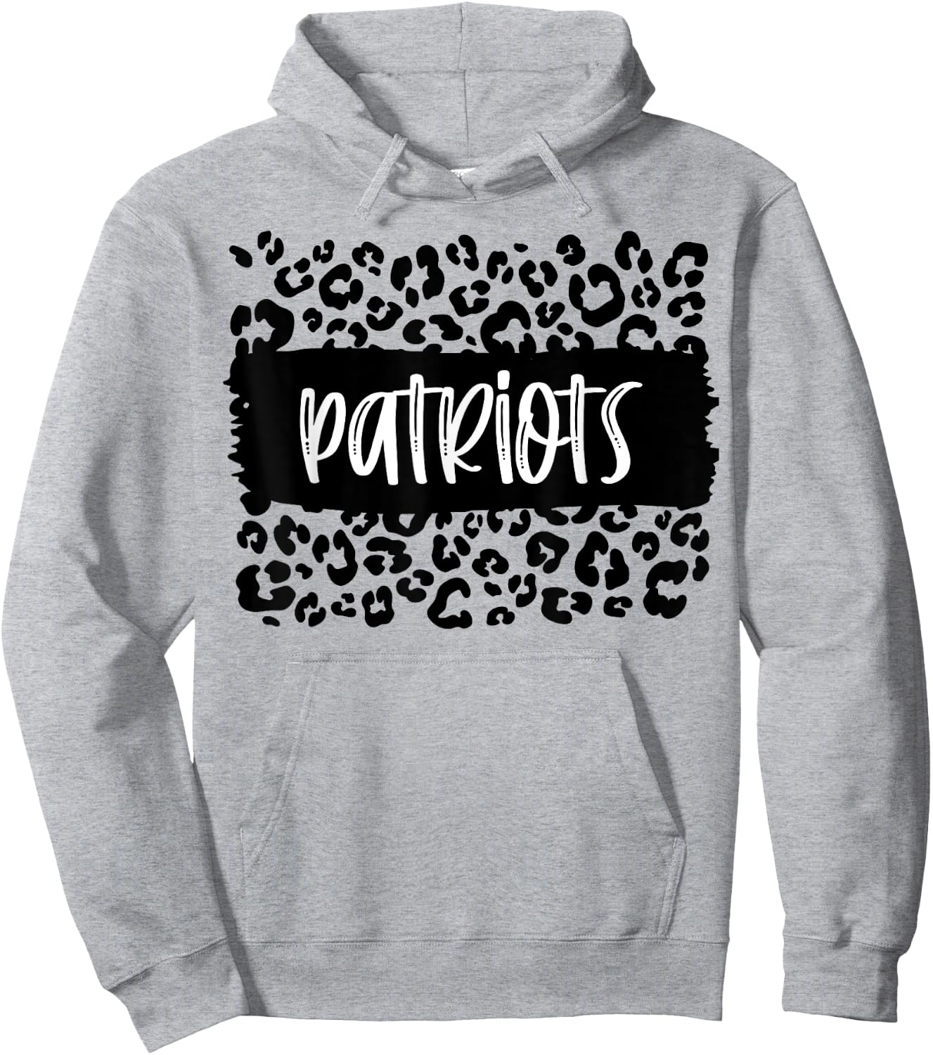 Patriots Team Mascot School Spirit Game Night Leopard Print Hoodie - Hoodie | Ash