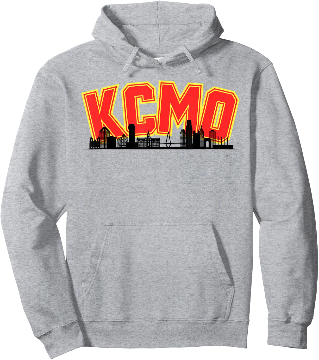 Kansas City Skyline Red Yellow KCMO Kingdom City Sky Design Hoodie - Hoodie | Ash