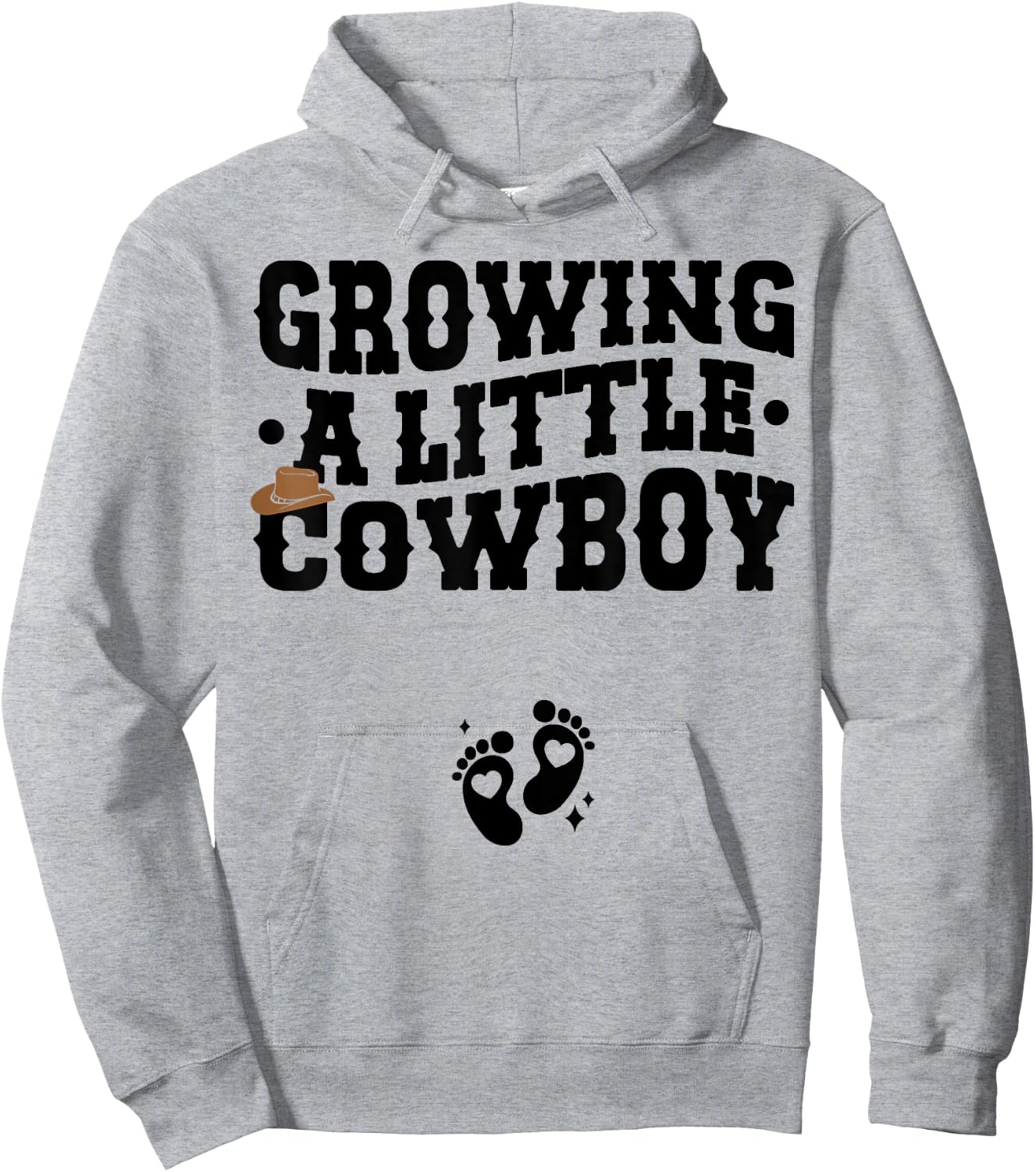 Country Pregnancy Announcement - Growing a Little Cowboy Hoodie - Hoodie | Ash