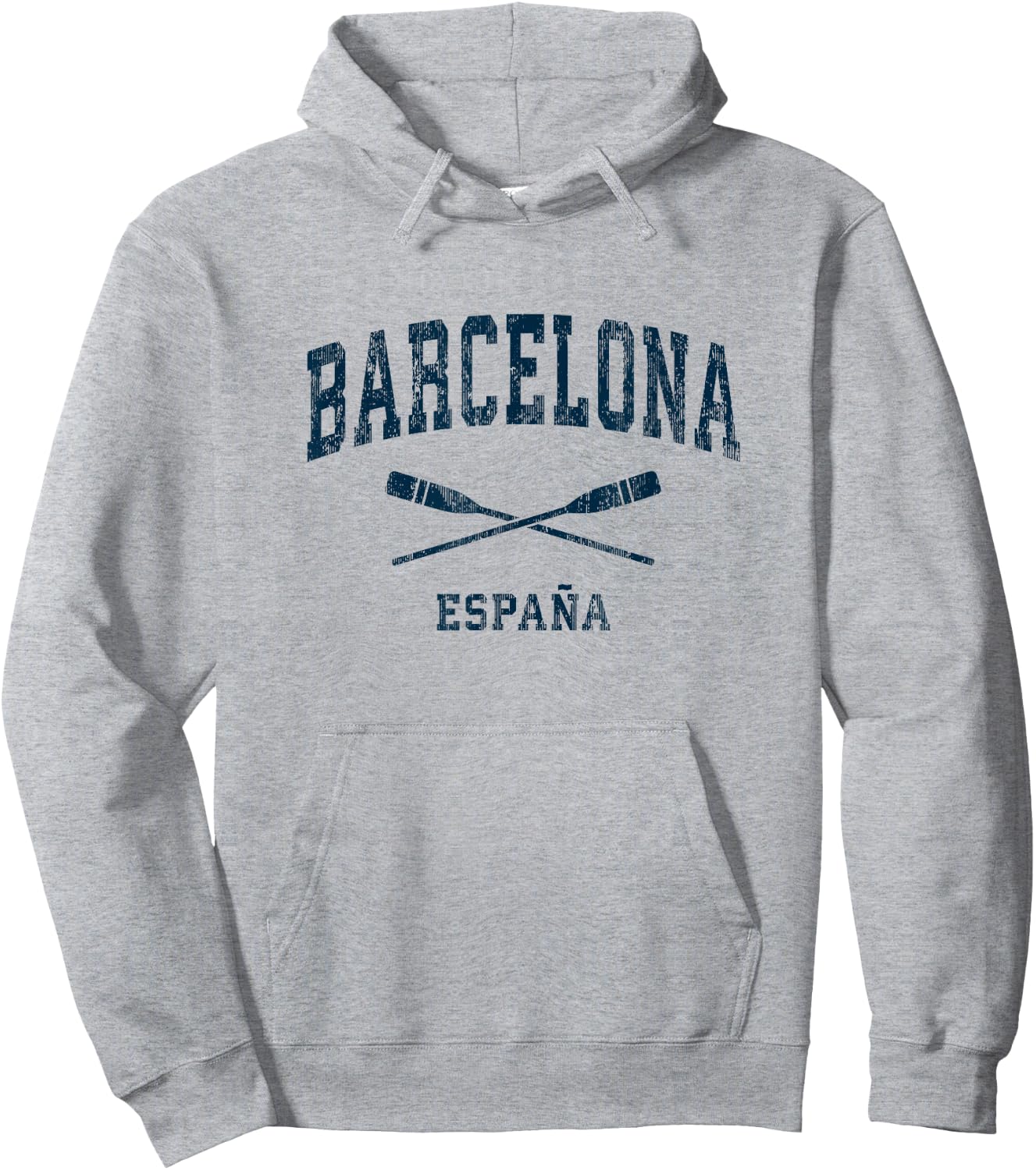 Barcelona Spain Vintage Nautical Paddles Sports Oars Hoodie - Hoodie | Ash
