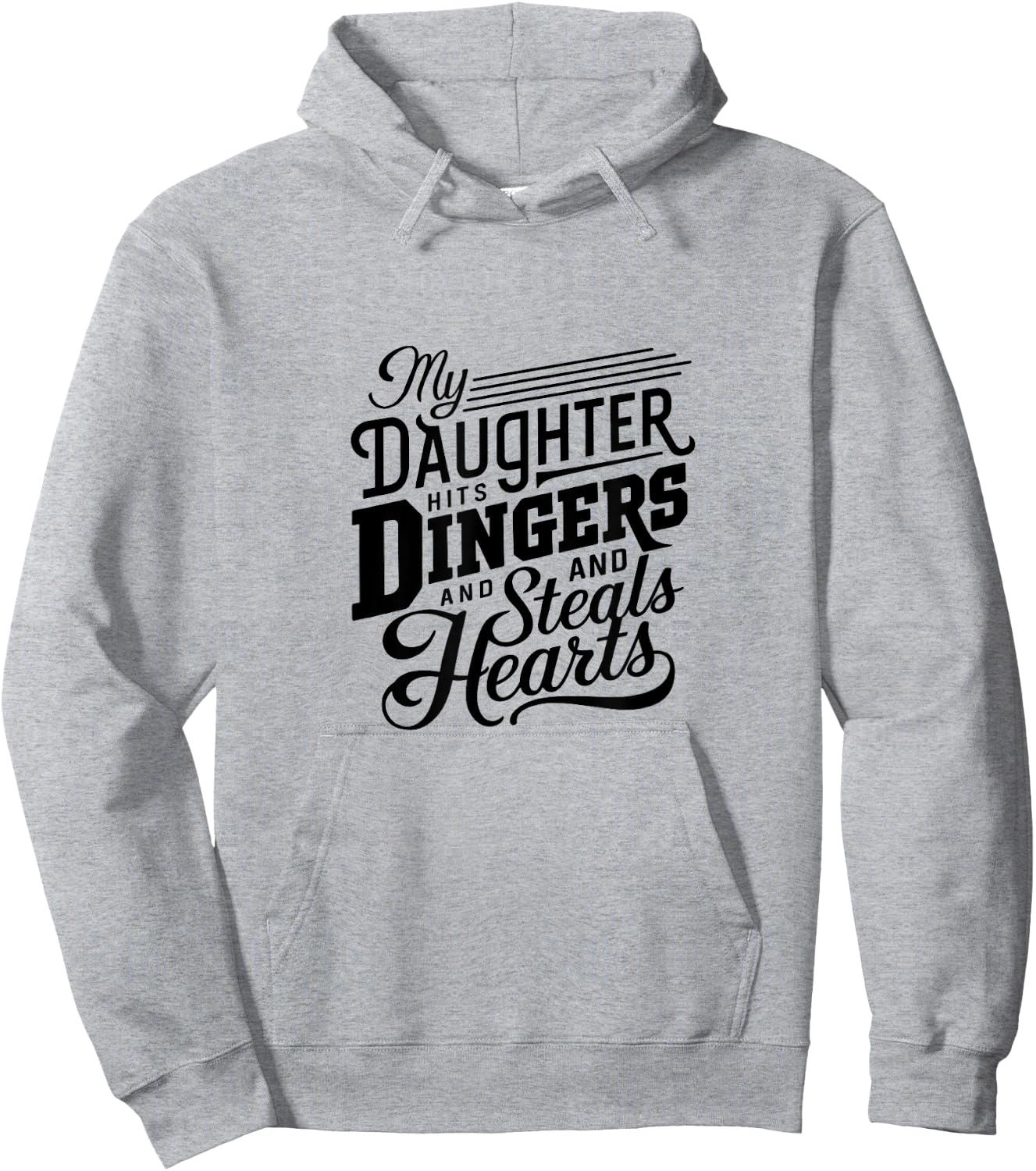 Softball Dad Daughter Hits Dingers Steals Hearts Cool Retro Hoodie - Hoodie | Ash