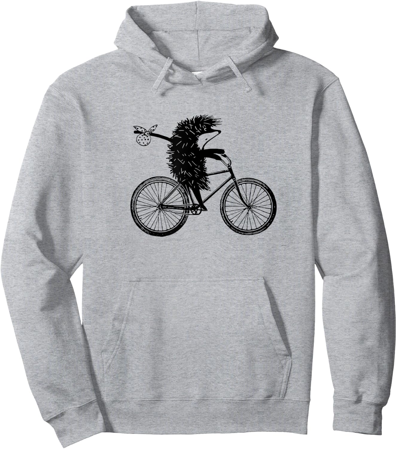 Hedgehog on the bicycle Funny Shirt / "ezhik v tumane" Hoodie - Hoodie | Ash