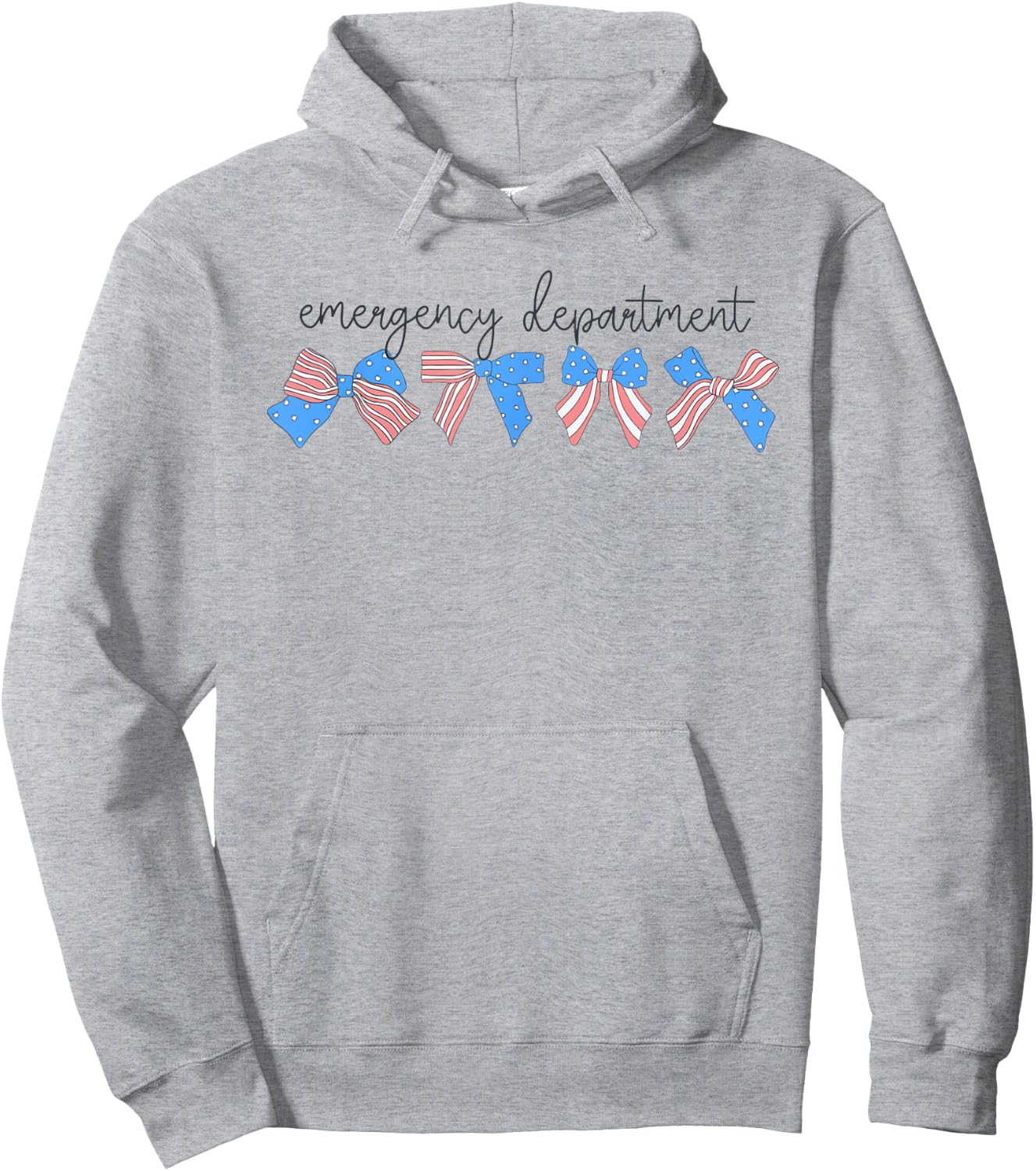 Fourth of July Emergency Department Coquette Bows ER Nurse Hoodie - Hoodie | Ash