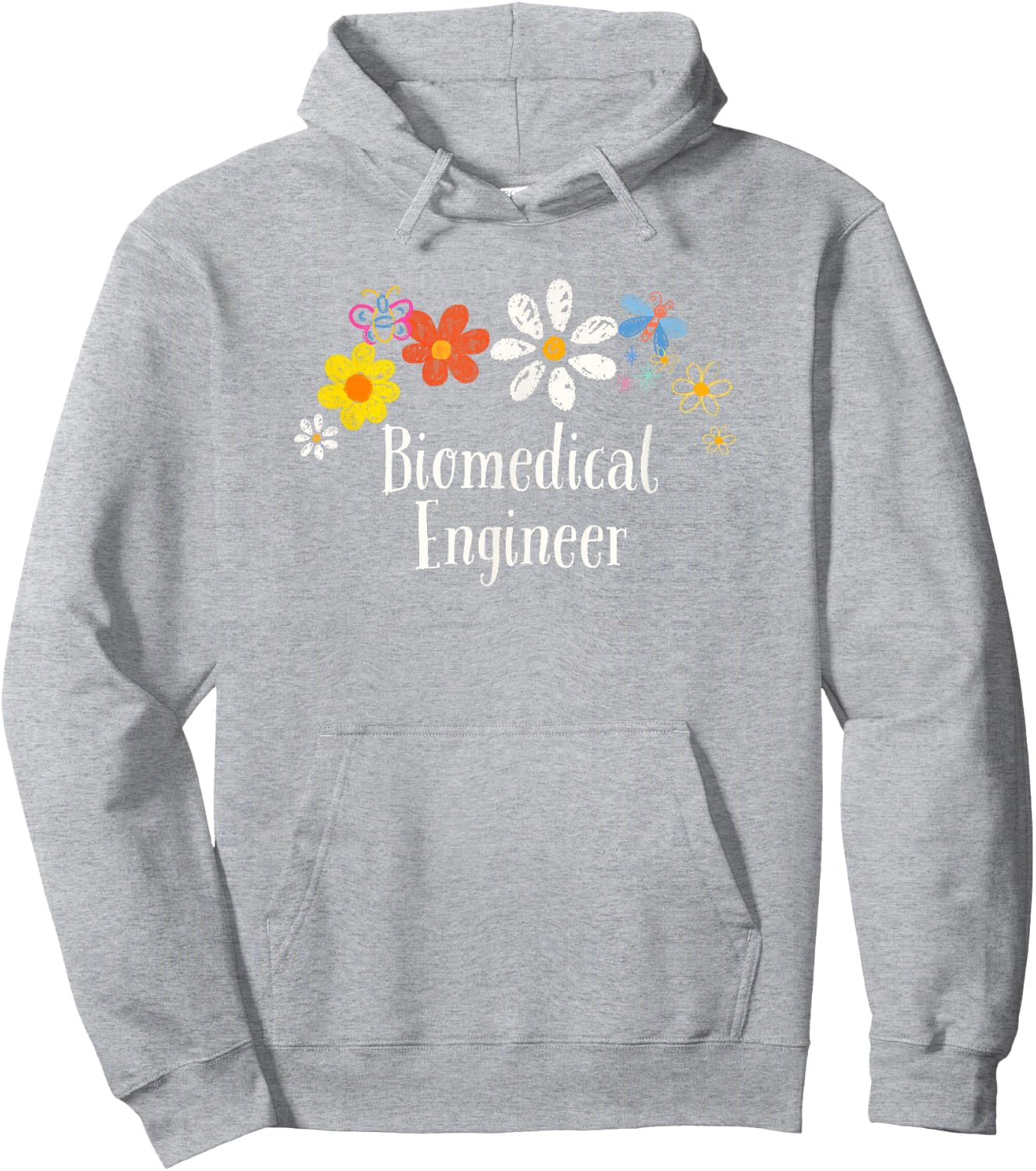 Flowers Drawing Biomedical Engineer Funny 2025 Saying Hoodie - Hoodie | Ash