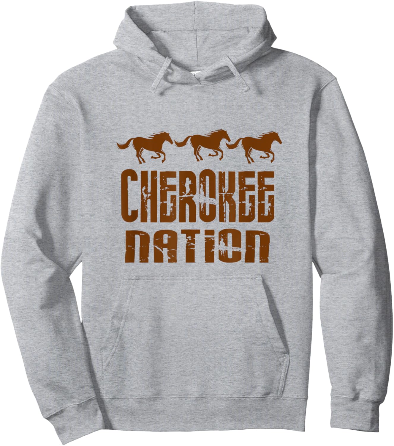 Cherokee Nation With Running Horses Hoodie - Hoodie | Ash