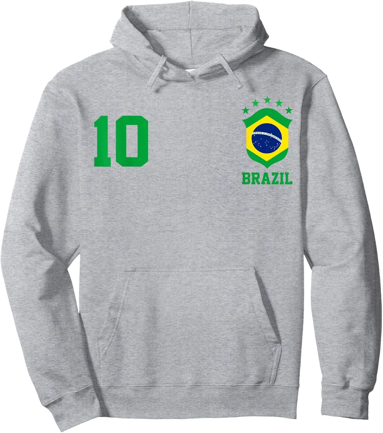Chica Brazil Flag Brazilian Pride Soccer Jersey No.10 Lovers Hoodie - Hoodie | Ash