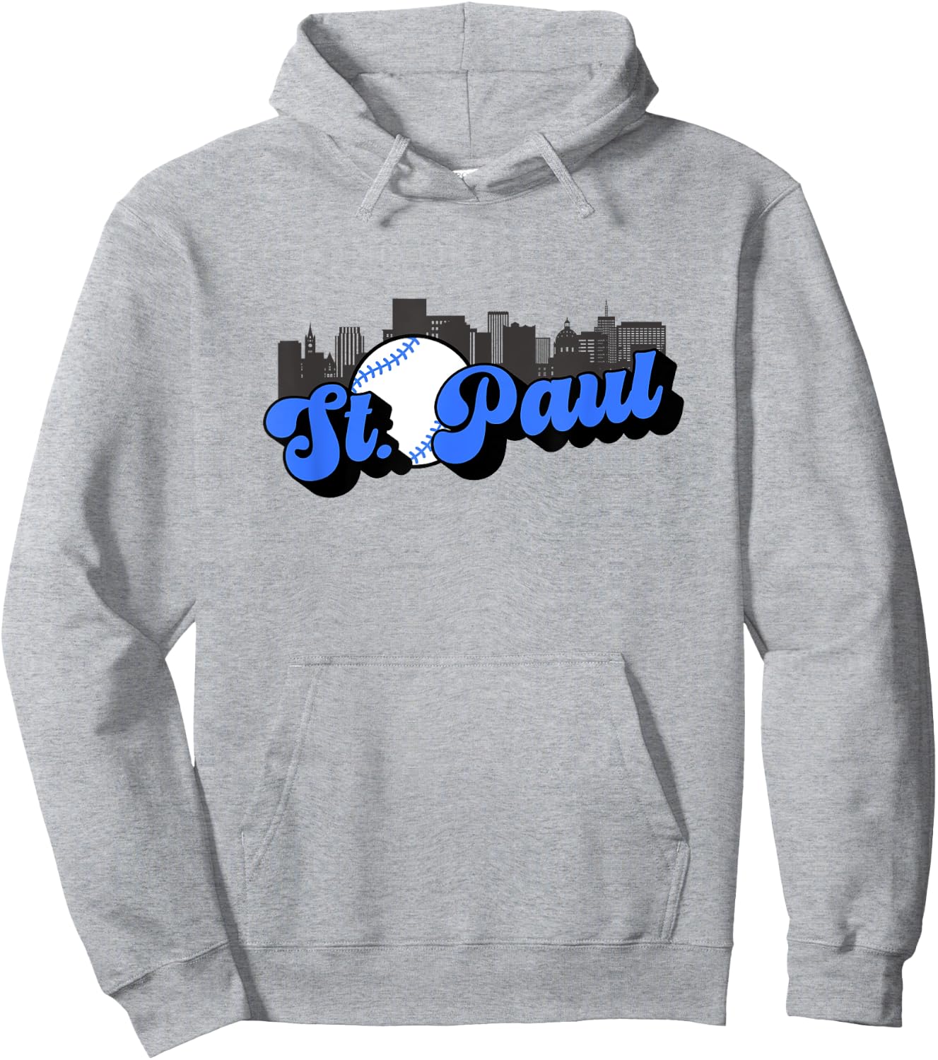 Saint Paul Baseball Vintage City Skyline Baseball Lover Hoodie - Hoodie | Ash