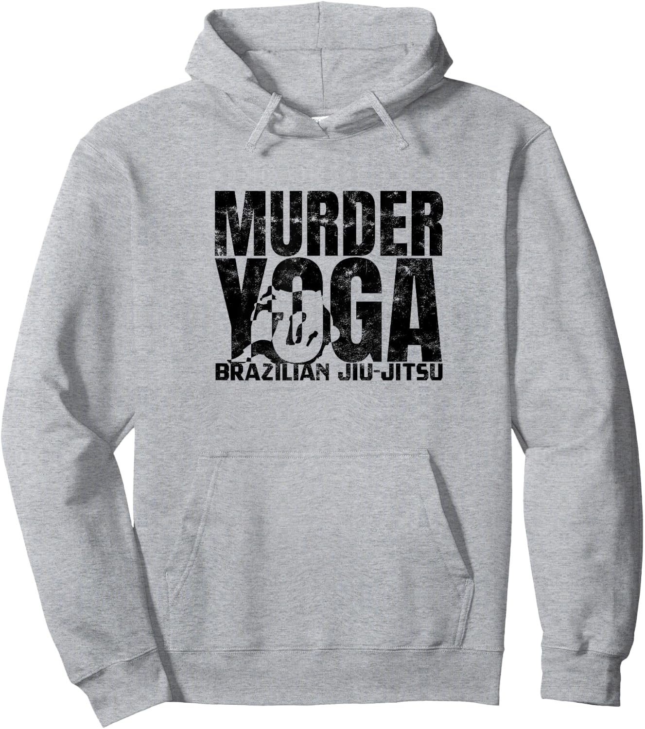 Murder Yoga - Funny Brazilian Jiu Jitsu Wrestling Distressed Hoodie - Hoodie | Ash