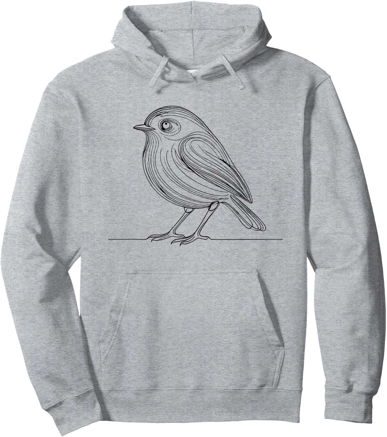 Line Art American Robin Bird Hoodie - Hoodie | Ash