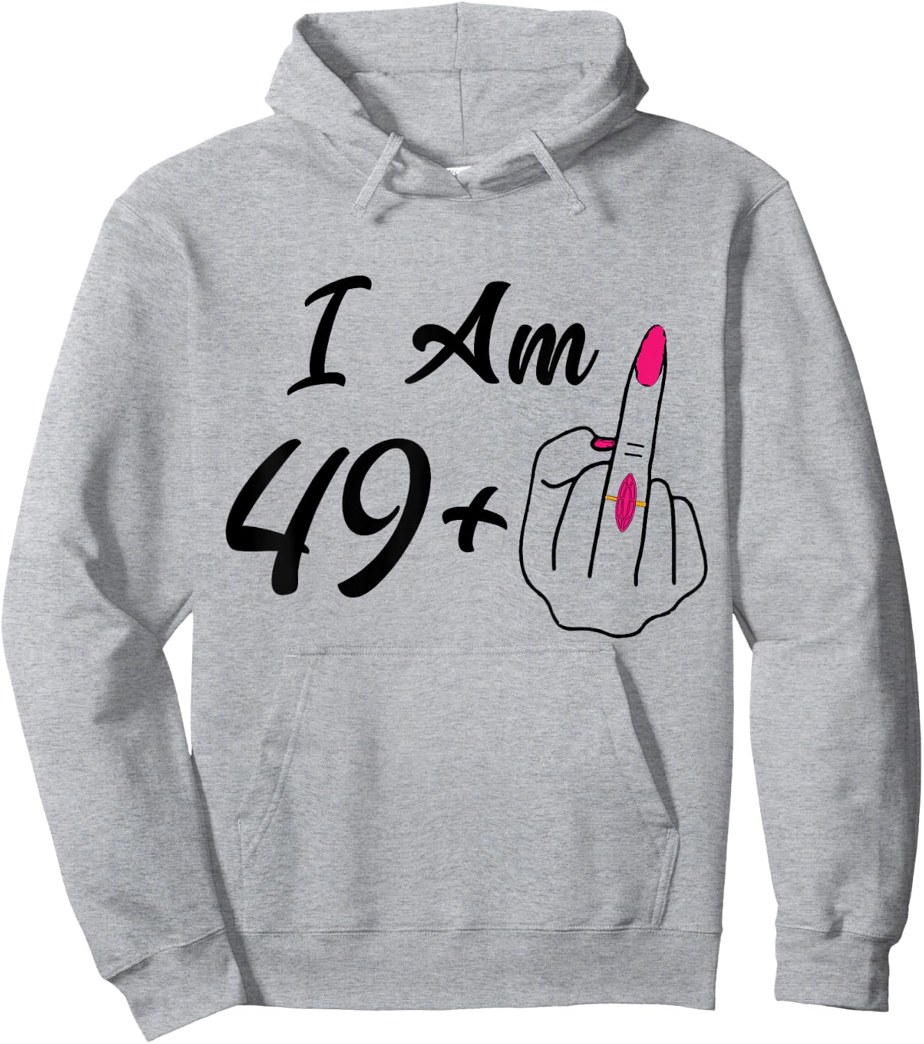 Personalized I Am 49 Plus 1 Middle Finger Humor 50th Women Hoodie - Hoodie | Ash