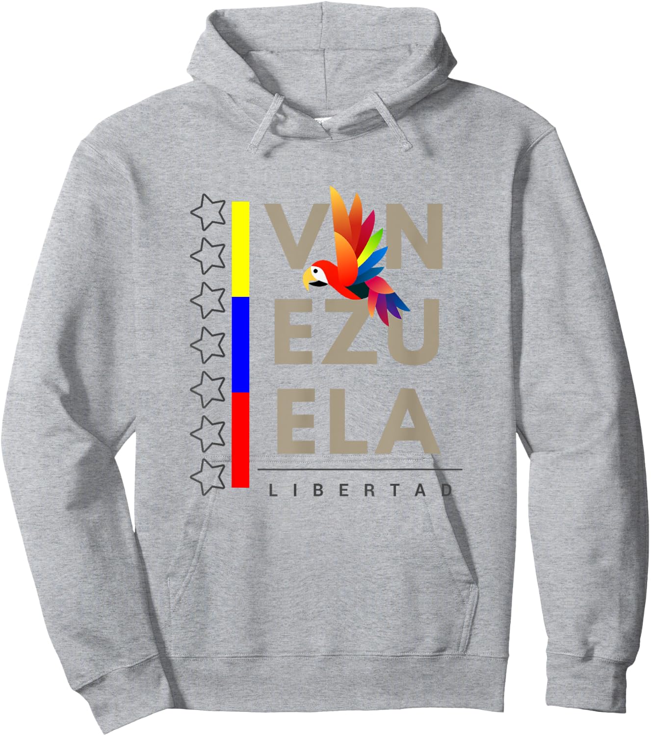 Venezuelan Flag Apparel with 7 Stars Guacamaya Tricolor Hoodie - Hoodie | Ash