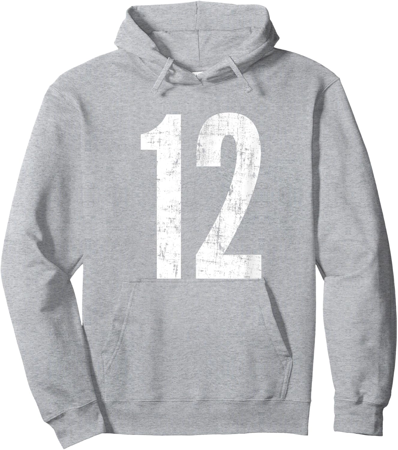 Number 12 Twelve Distressed Vintage Sport Team Player's Hoodie - Hoodie | Ash