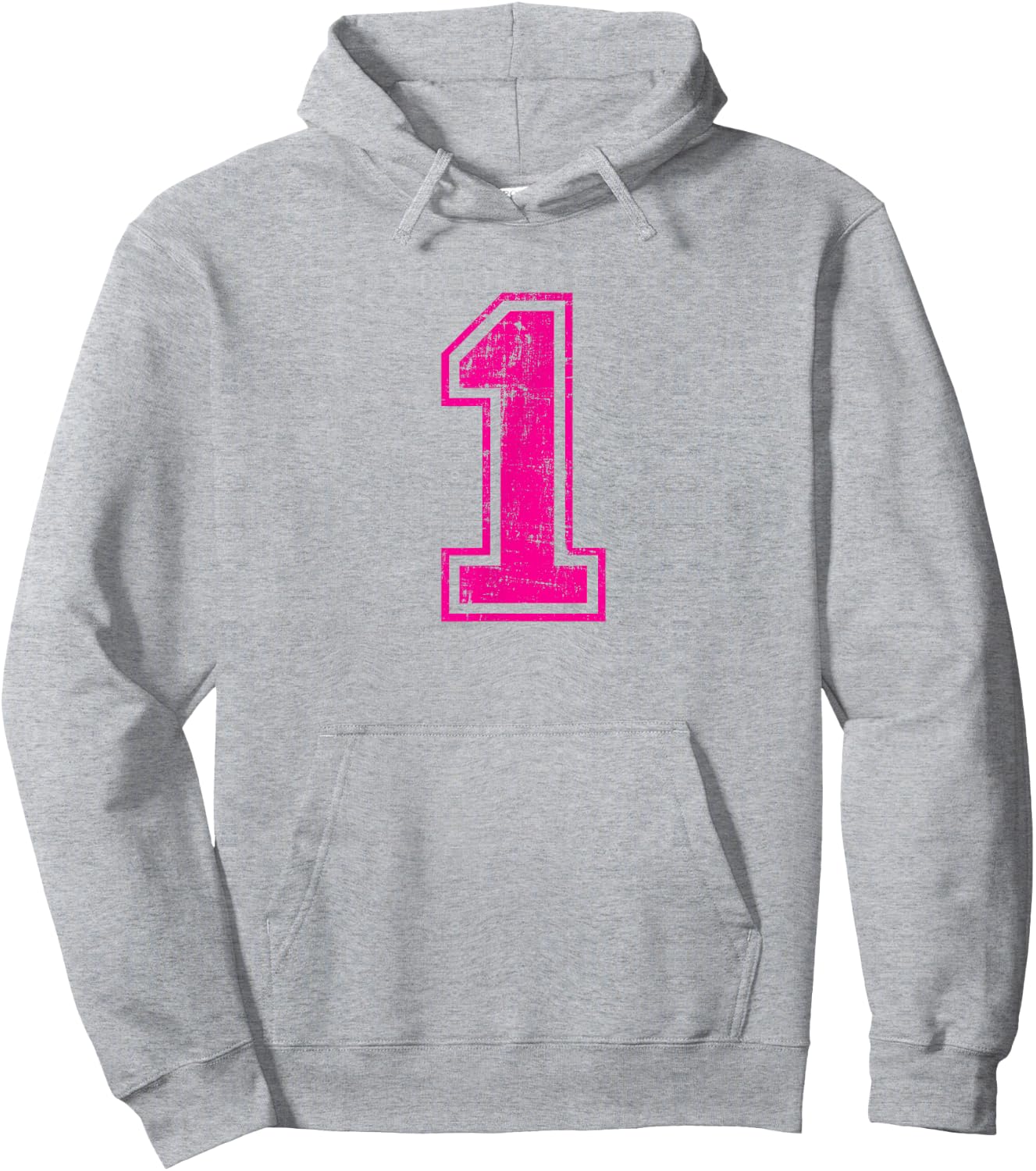 Number 1 One Varsity Distressed Vintage Sport Team Player's Hoodie - Hoodie | Ash