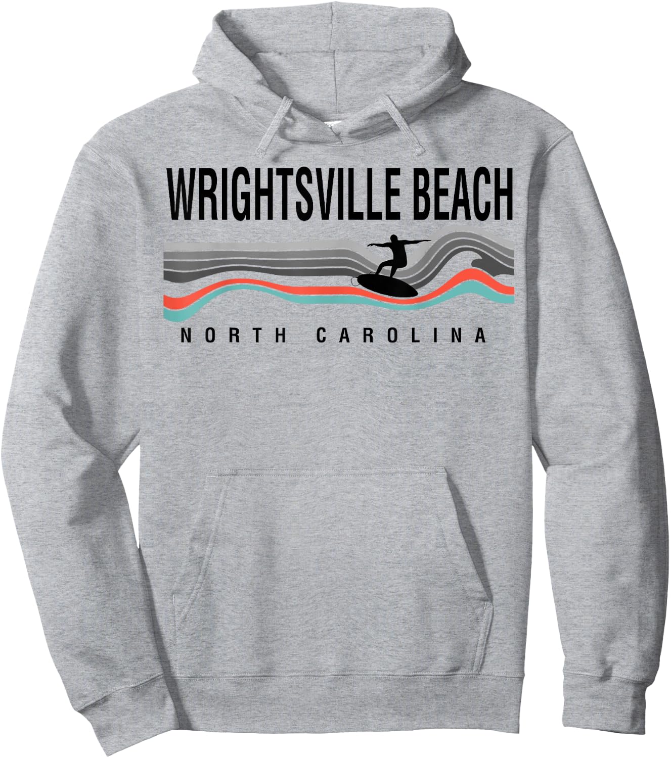 Wrightsville Beach North Carolina Surfboard Navy Men Women Girls Kids Hoodie - Hoodie | Ash