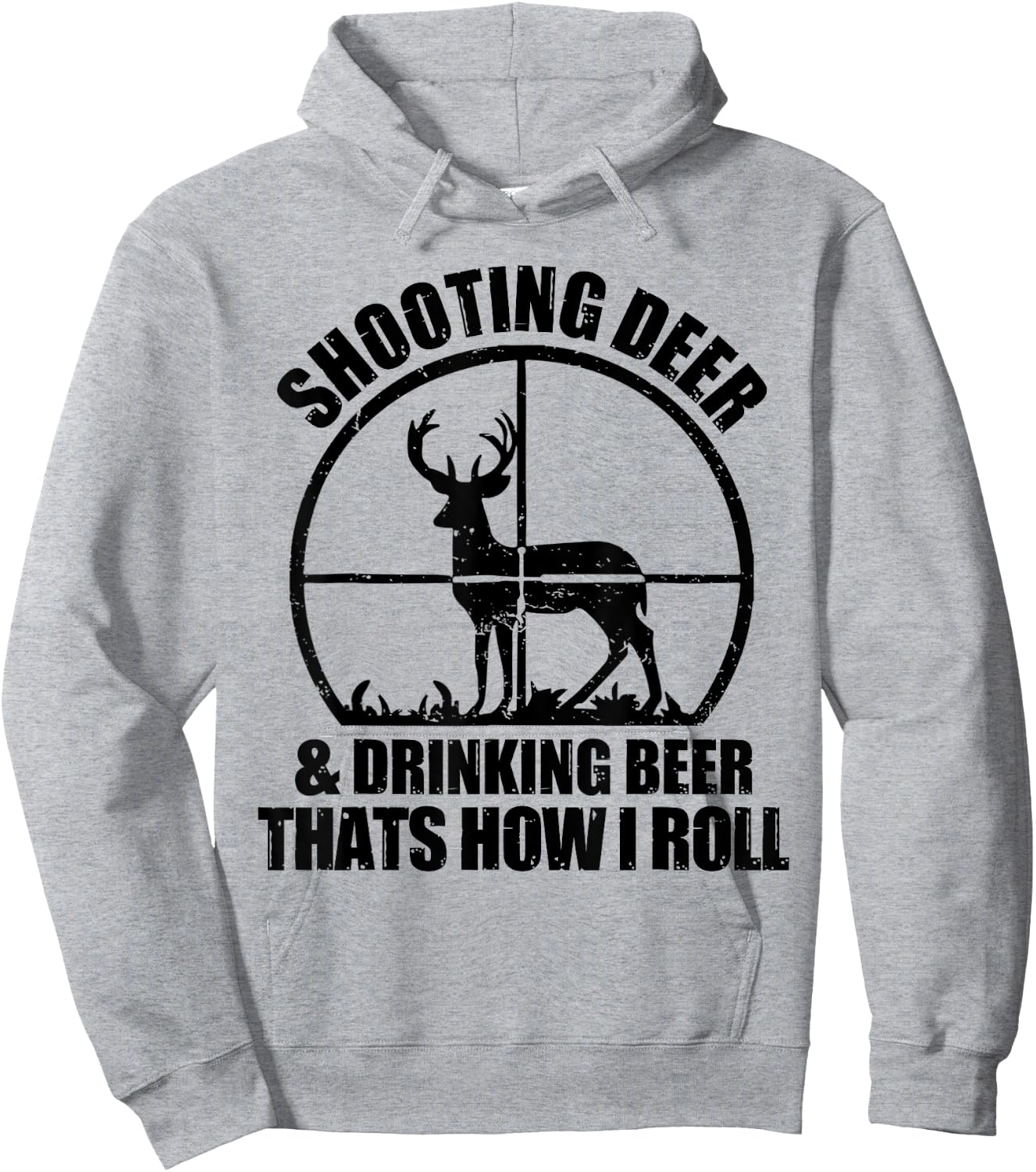 Funny Hunting Shooting Deer And Drinking Beer Lover Hoodie - Hoodie | Ash