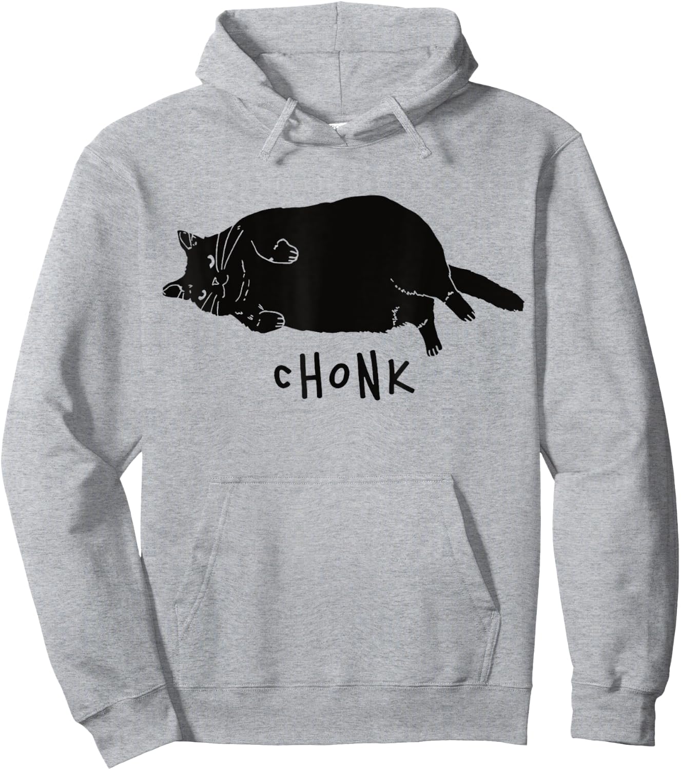 Black Cat Chonk Funny Black Cat Meme Fat Chonky Cat Men Women Hoodie - Hoodie | Ash