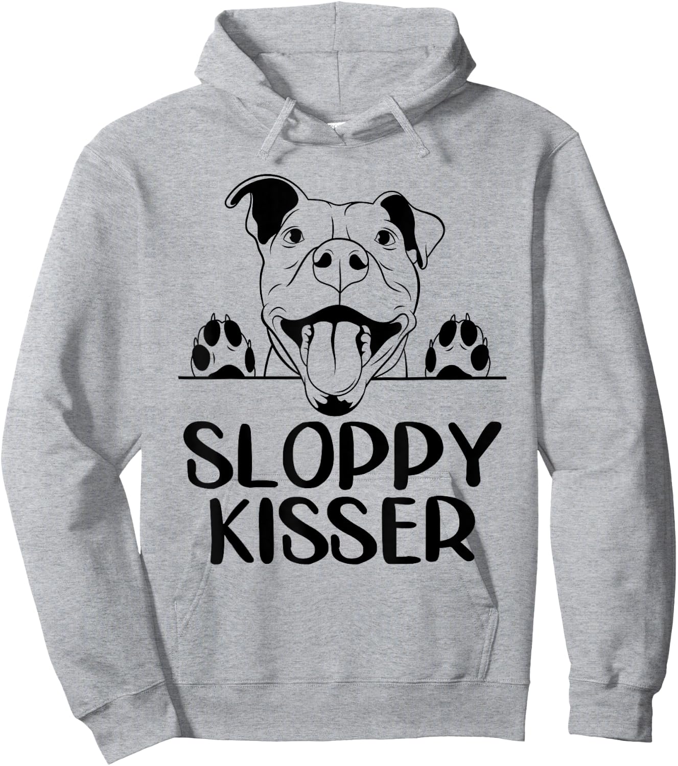 Funny Pitbull Mom Sloppy Kisser Pittie Puppy Dog Pit Bulls Men Hoodie - Hoodie | Ash