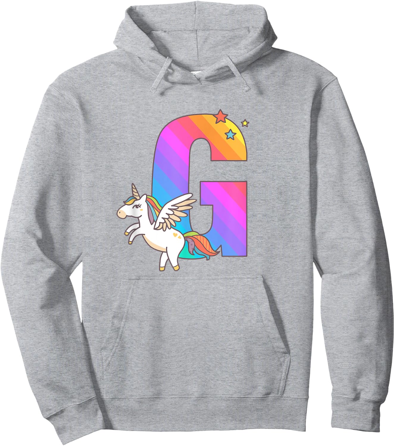 Unicorn Monogram Letter G Initial Cute Girls Birthday Gift Hoodie - Hoodie | Ash