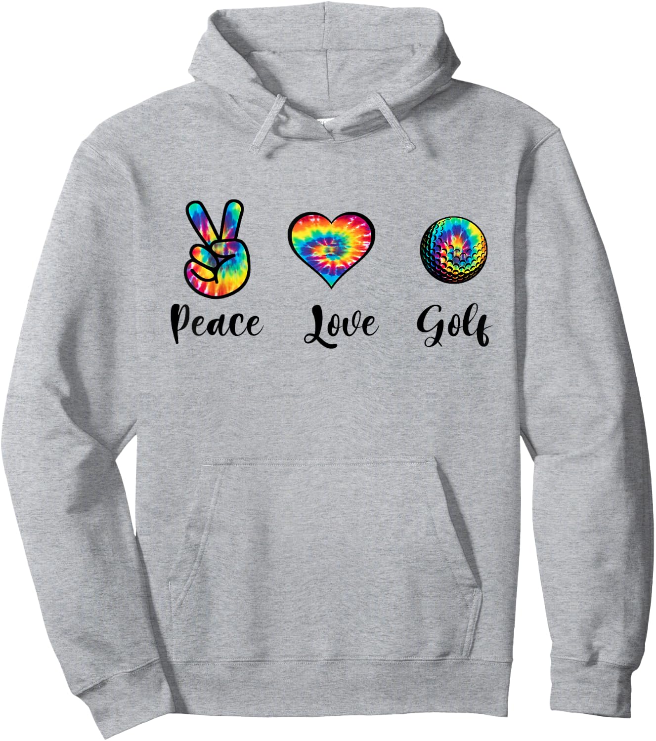 Funny Peace Love Golf Tie Dye Golf Lovers Golfer Golfing Hoodie - Hoodie | Ash