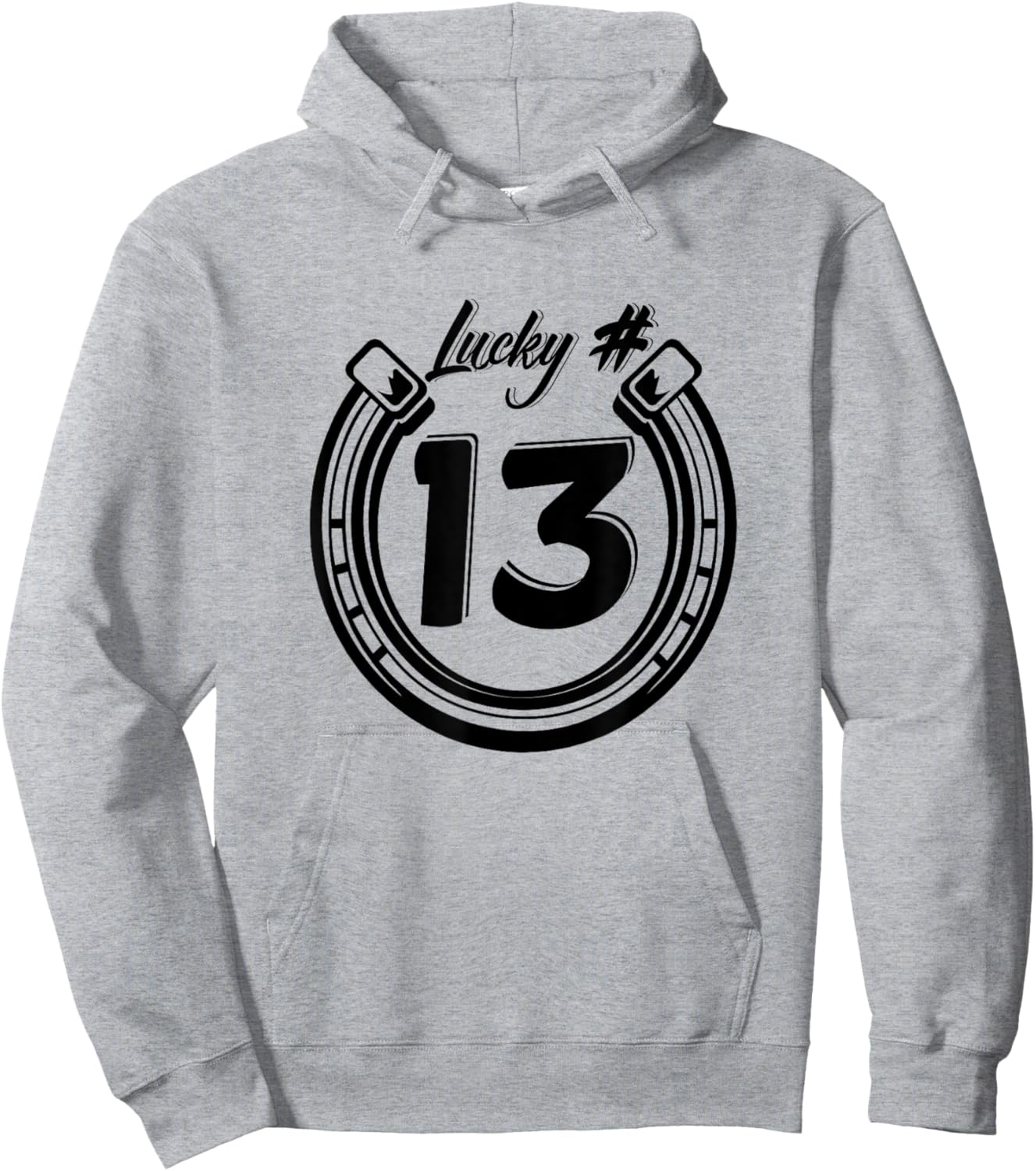 LUCKY NUMBER 13 horseshoe superstition Hoodie - Hoodie | Ash